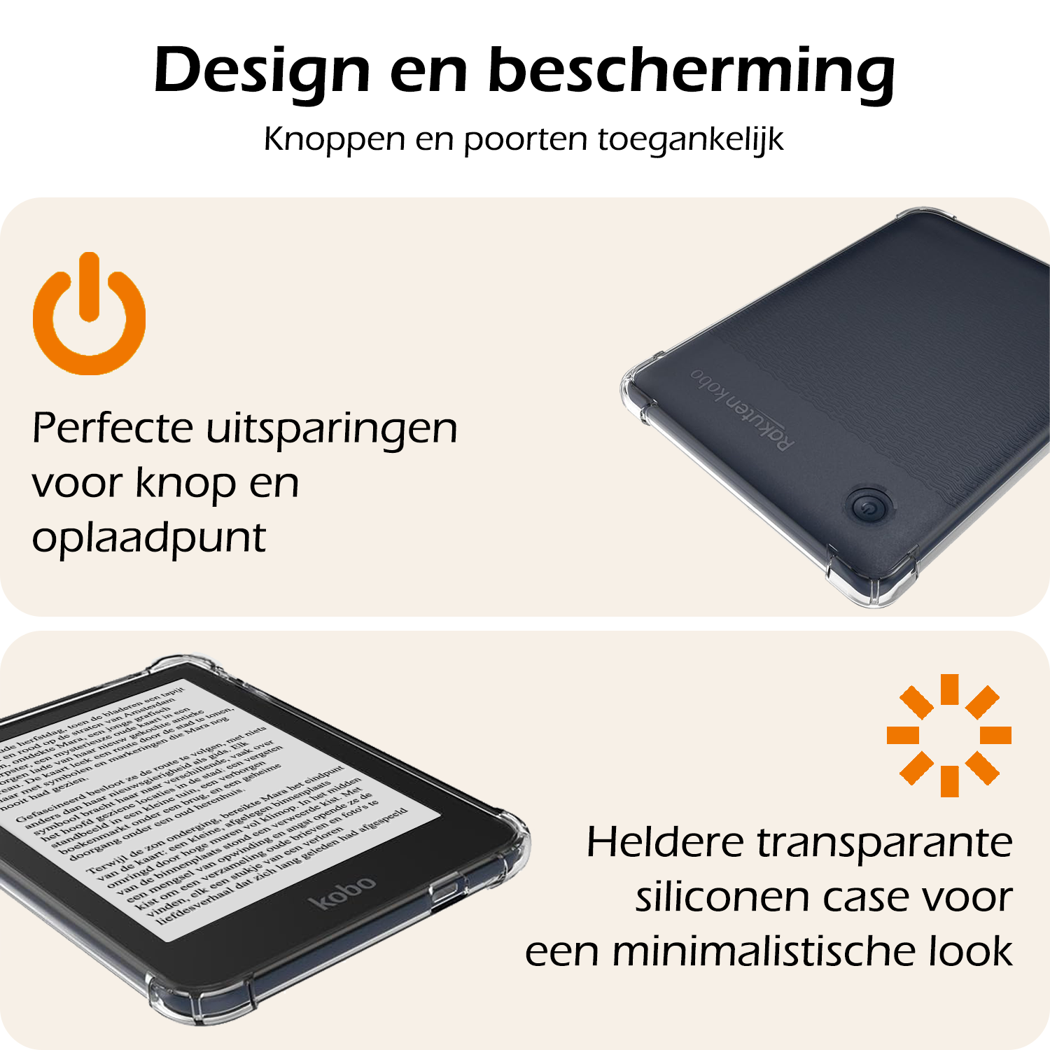 Nomfy Hoesje Geschikt voor Kobo Clara BW Tablet Hoes Siliconen Case Met Screenprotector - Shockproof Back Cover Geschikt voor Kobo Clara BW - Transparant