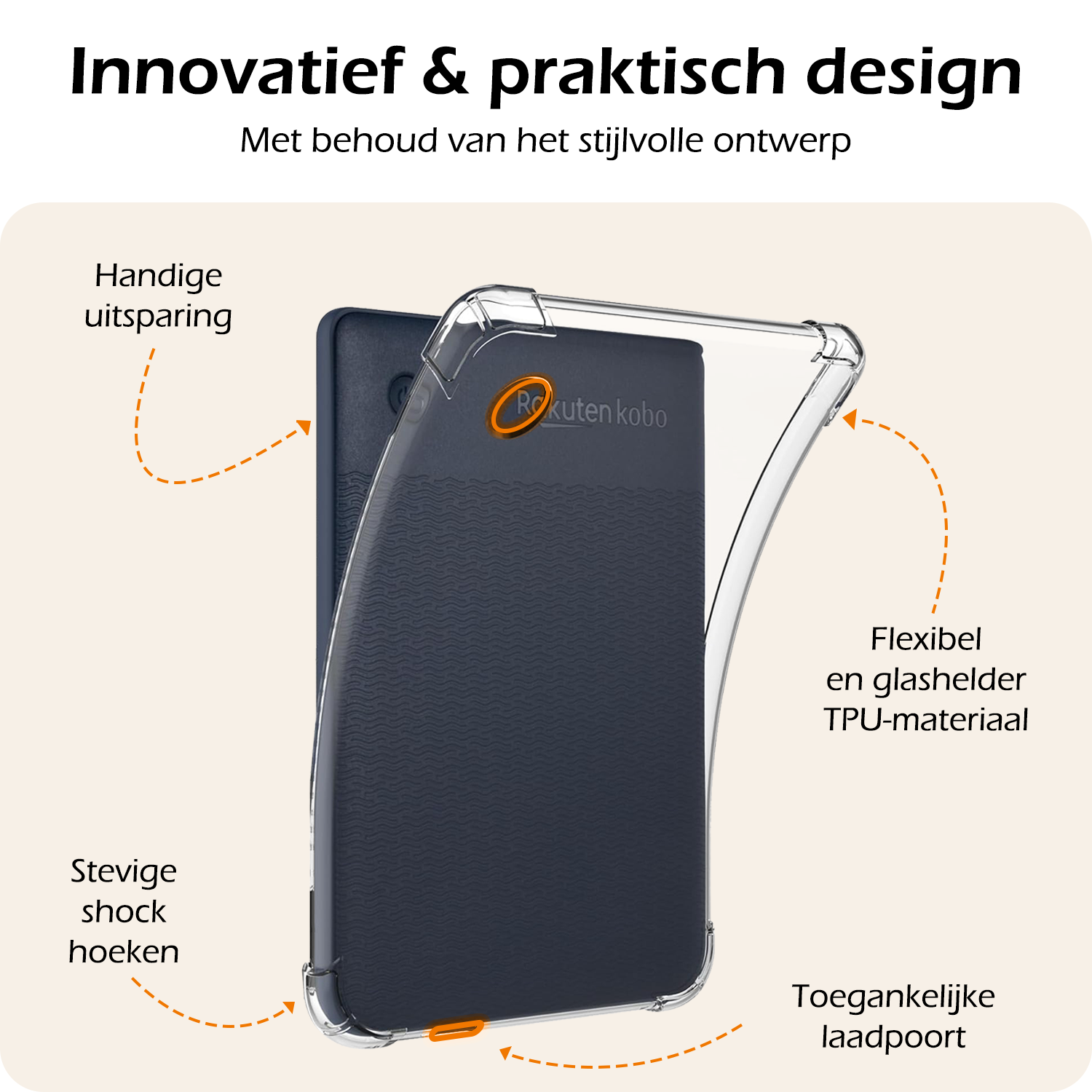 Nomfy Hoesje Geschikt voor Kobo Clara BW Tablet Hoes Siliconen Case Met Screenprotector - Shockproof Back Cover Geschikt voor Kobo Clara BW - Transparant