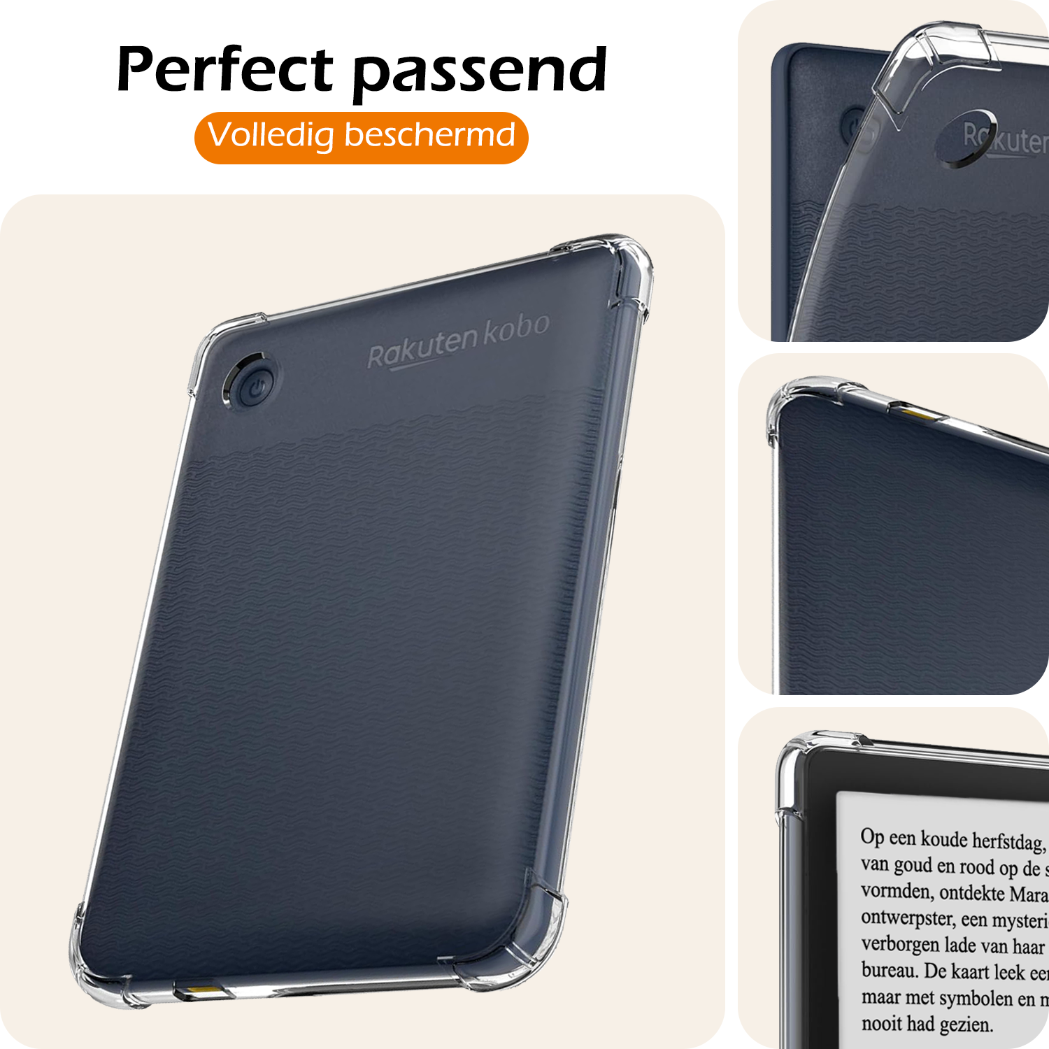 Nomfy Hoesje Geschikt voor Kobo Clara BW Tablet Hoes Siliconen Case Met Screenprotector - Shockproof Back Cover Geschikt voor Kobo Clara BW - Transparant