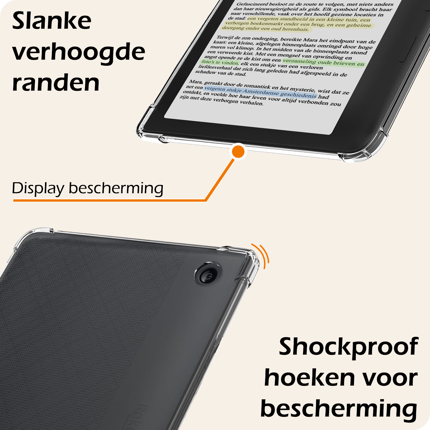Nomfy Hoesje Geschikt voor Kobo Libra Colour Tablet Hoes Siliconen Case - Shockproof Back Cover Geschikt voor Kobo Libra Colour - Transparant