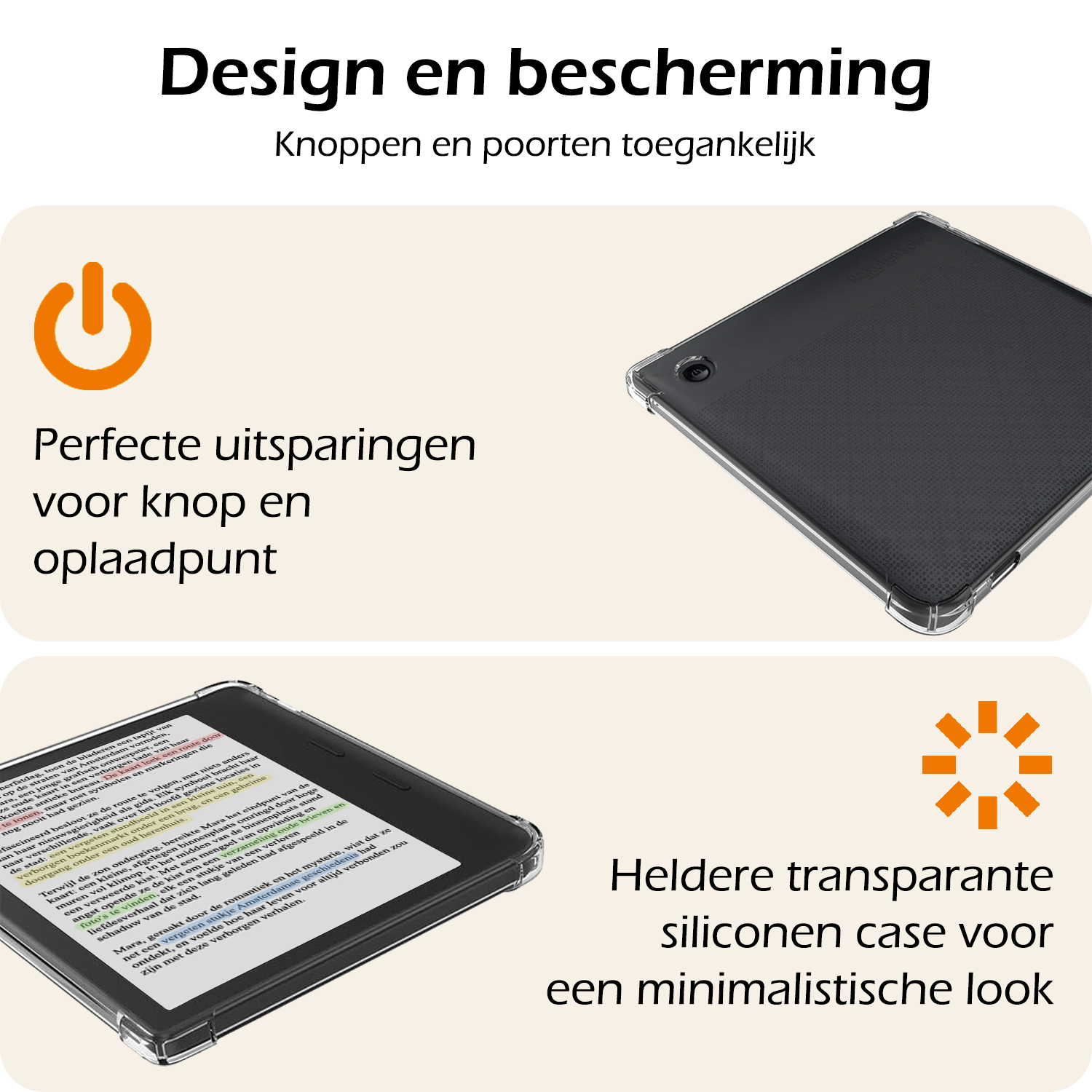 Nomfy Hoesje Geschikt voor Kobo Libra Colour Tablet Hoes Siliconen Case Met Screenprotector - Shockproof Back Cover Geschikt voor Kobo Libra Colour - Transparant