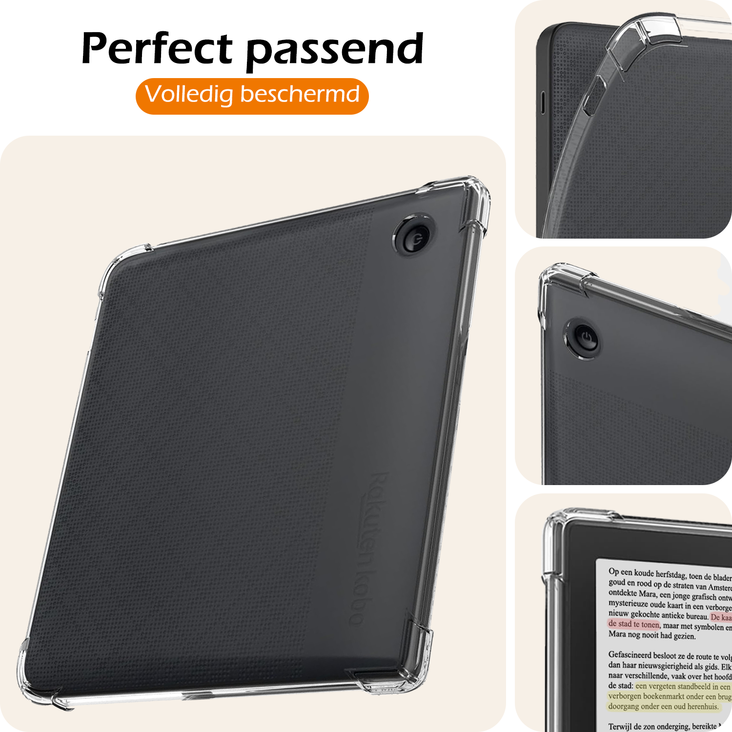 Nomfy Hoesje Geschikt voor Kobo Libra Colour Tablet Hoes Siliconen Case Met Screenprotector - Shockproof Back Cover Geschikt voor Kobo Libra Colour - Transparant