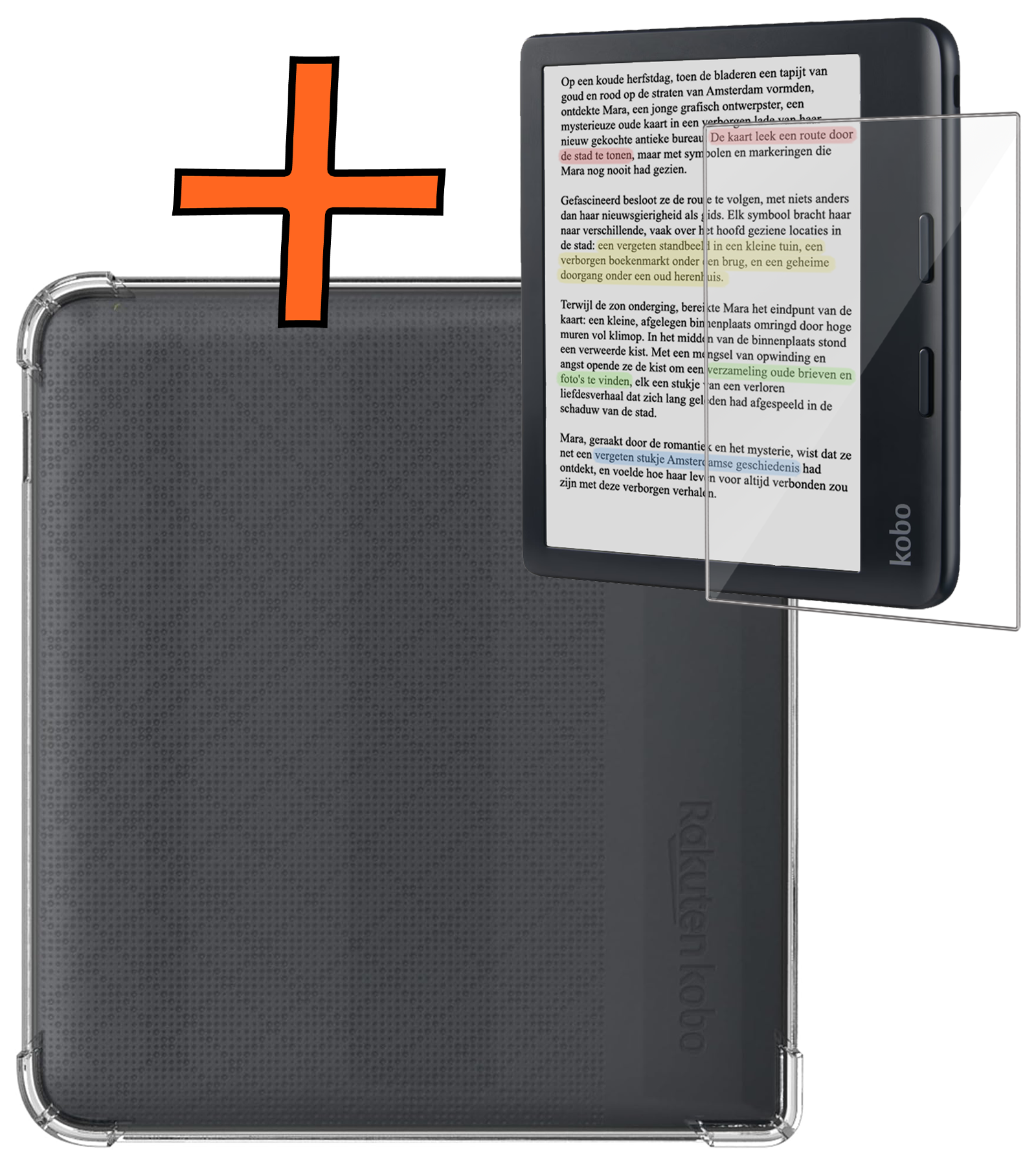 Nomfy Hoesje Geschikt voor Kobo Libra Colour Tablet Hoes Siliconen Case Met Screenprotector - Shockproof Back Cover Geschikt voor Kobo Libra Colour - Transparant
