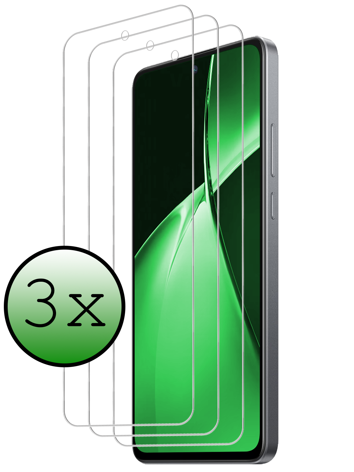 BASEY. Screenprotector Geschikt voor OnePlus Nord CE4 Lite Screenprotector Glas Gehard Tempered Glass - Screenprotector Geschikt voor OnePlus Nord CE4 Lite Screen Protector Screen Cover - 3 PACK