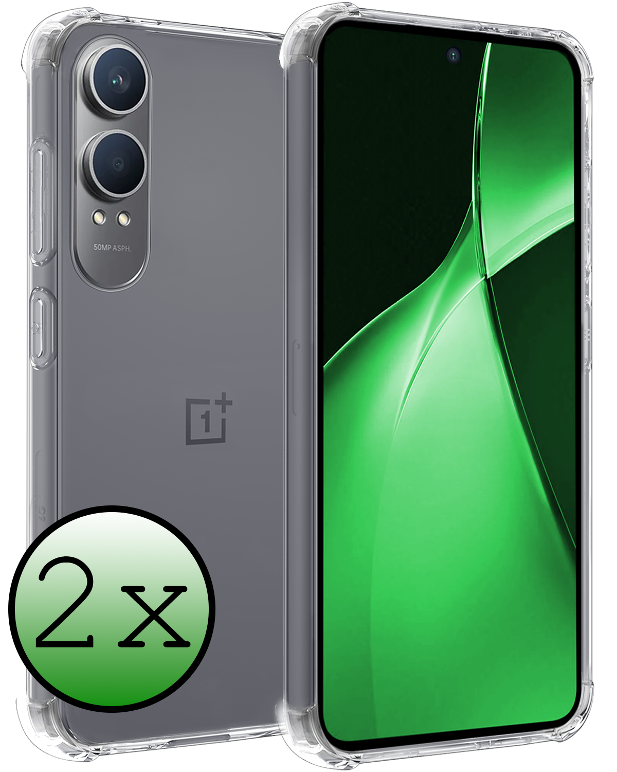 BASEY. Hoesje Geschikt voor OnePlus Nord CE4 Lite Hoesje Siliconen Shock Proof Case Hoes - Hoes Geschikt voor OnePlus Nord CE4 Lite Hoes Cover Case Shockproof - Transparant - 2 PACK