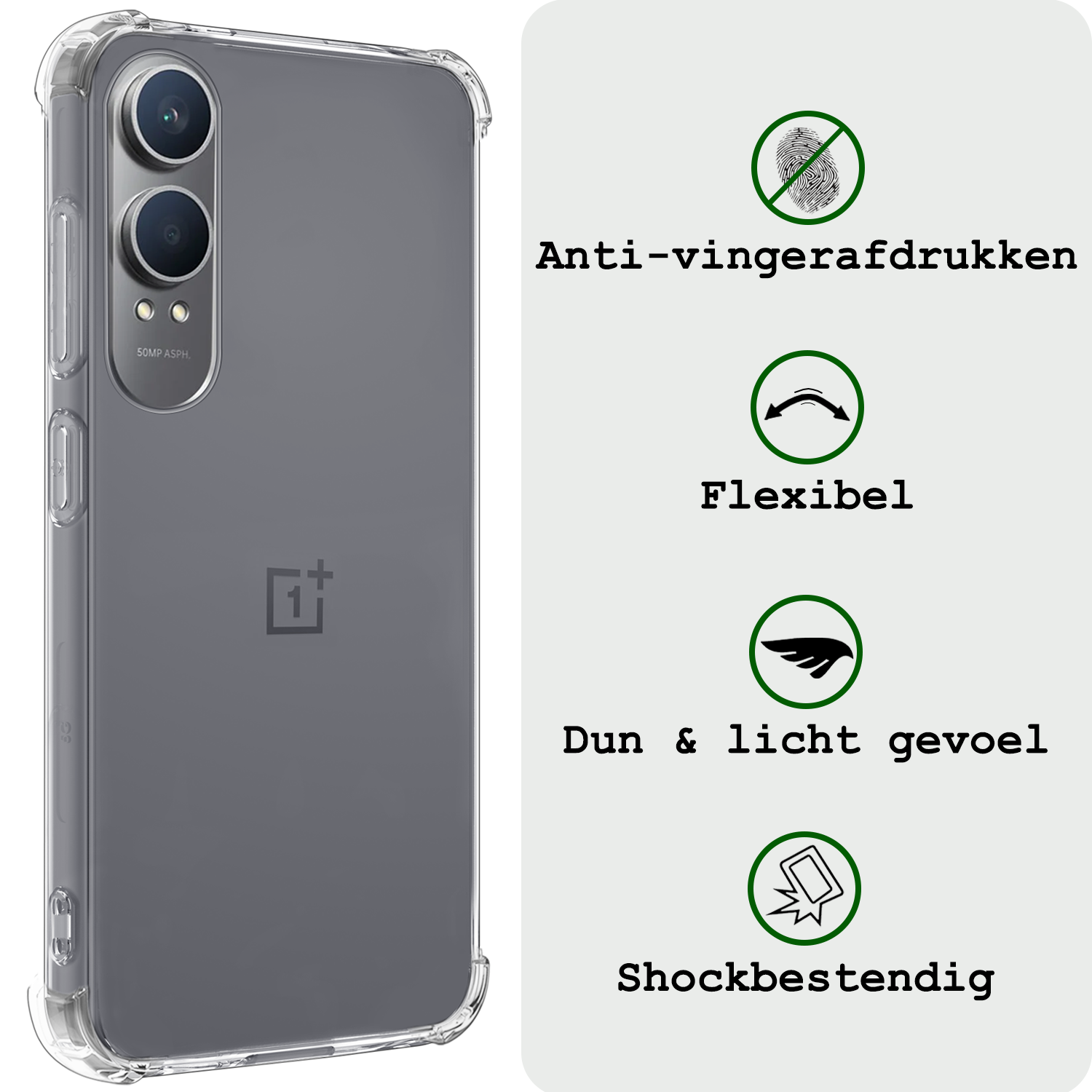 BASEY. Hoesje Geschikt voor OnePlus Nord CE4 Lite Hoesje Siliconen Shock Proof Case Hoes - Hoes Geschikt voor OnePlus Nord CE4 Lite Hoes Cover Case Shockproof - Transparant - 2 PACK