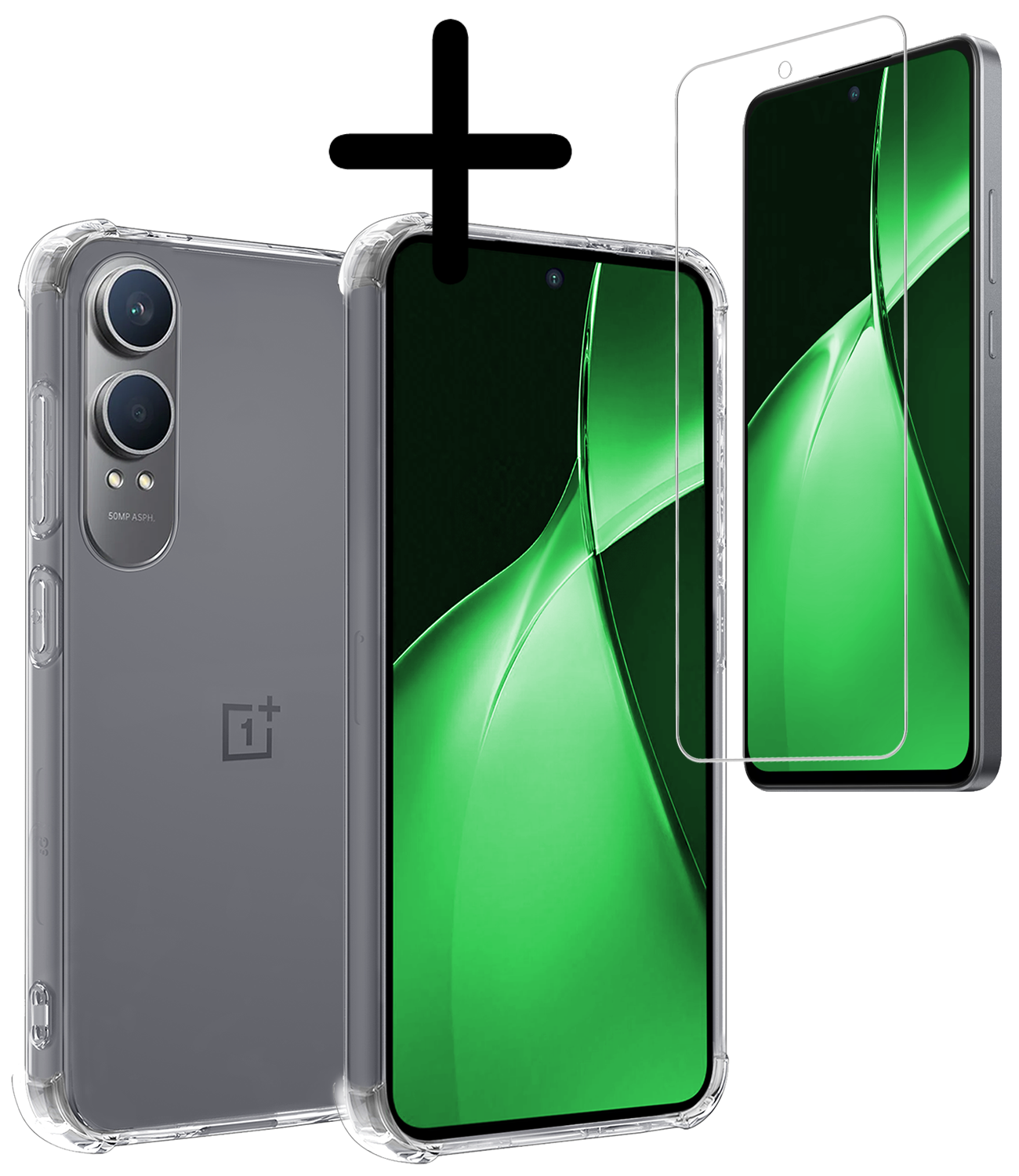 BASEY. Hoesje Geschikt voor OnePlus Nord CE4 Lite Hoesje Siliconen Shock Proof Case Hoes Met Screenprotector - Hoes Geschikt voor OnePlus Nord CE4 Lite Hoes Cover Case Shockproof - Transparant