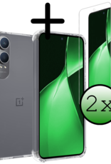 BASEY. Hoesje Geschikt voor OnePlus Nord CE4 Lite Hoesje Siliconen Shock Proof Case Hoes Met 2x Screenprotector - Hoes Geschikt voor OnePlus Nord CE4 Lite Hoes Cover Case Shockproof - Transparant