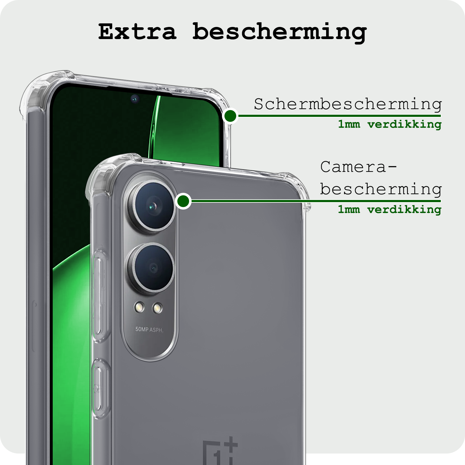 BASEY. Hoesje Geschikt voor OnePlus Nord CE4 Lite Hoesje Siliconen Shock Proof Case Hoes Met 2x Screenprotector - Hoes Geschikt voor OnePlus Nord CE4 Lite Hoes Cover Case Shockproof - Transparant