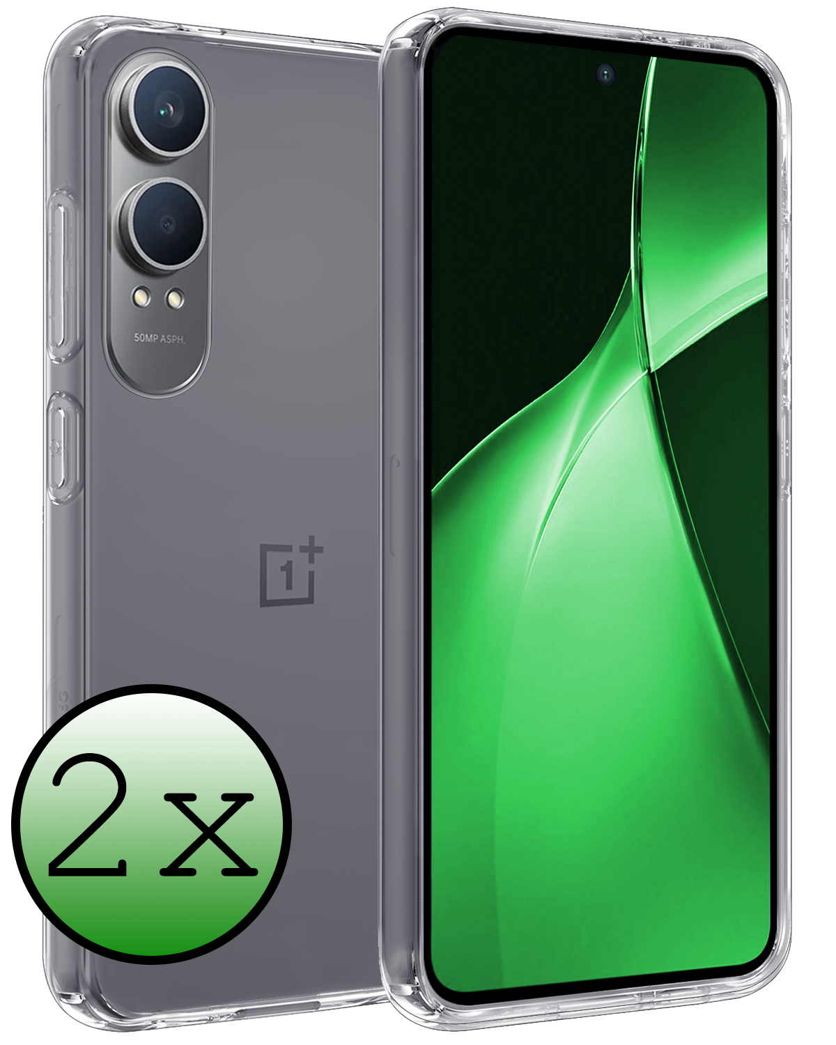 BASEY. Hoesje Geschikt voor OnePlus Nord CE4 Lite Hoesje Siliconen Case Hoes - Hoes Geschikt voor OnePlus Nord CE4 Lite Hoes Cover Case - Transparant - 2 PACK