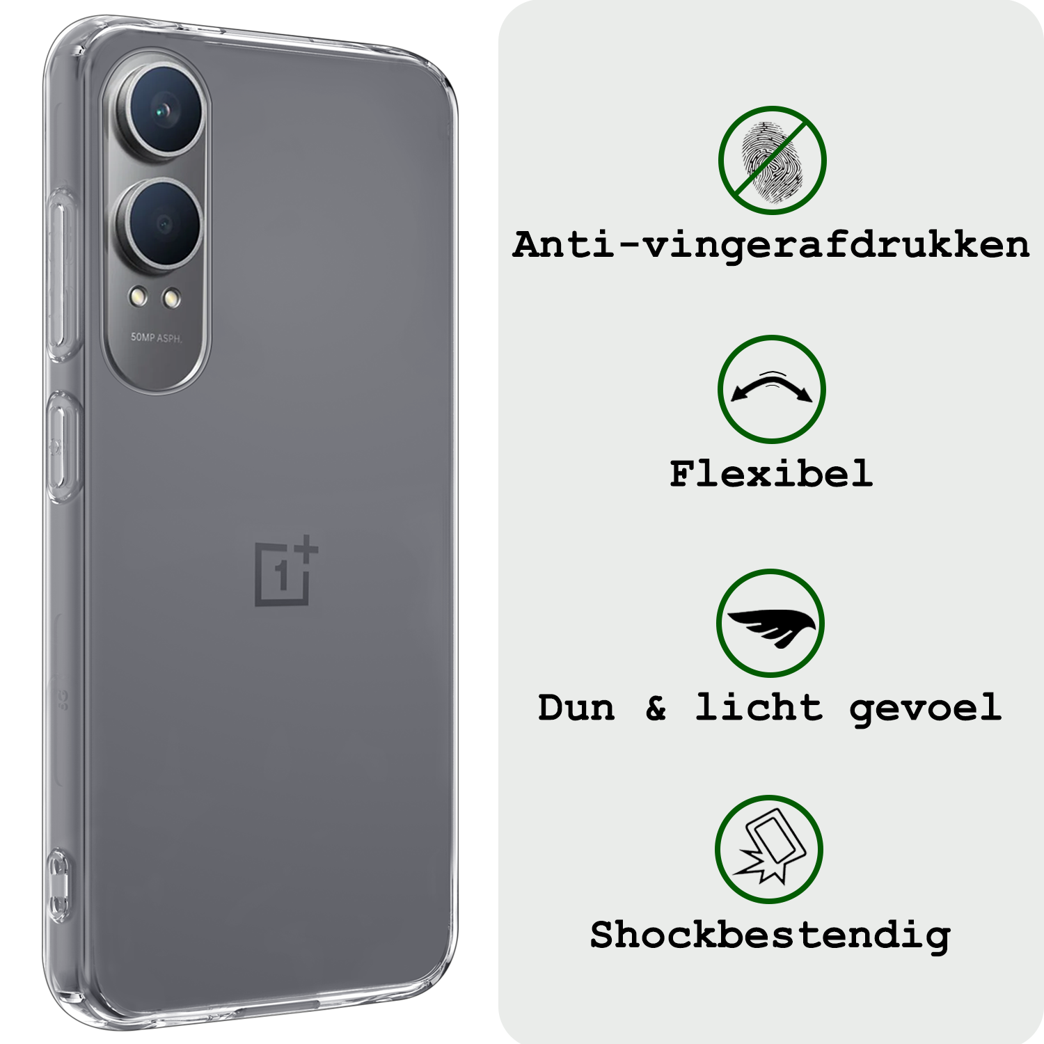 BASEY. Hoesje Geschikt voor OnePlus Nord CE4 Lite Hoesje Siliconen Case Hoes - Hoes Geschikt voor OnePlus Nord CE4 Lite Hoes Cover Case - Transparant - 2 PACK