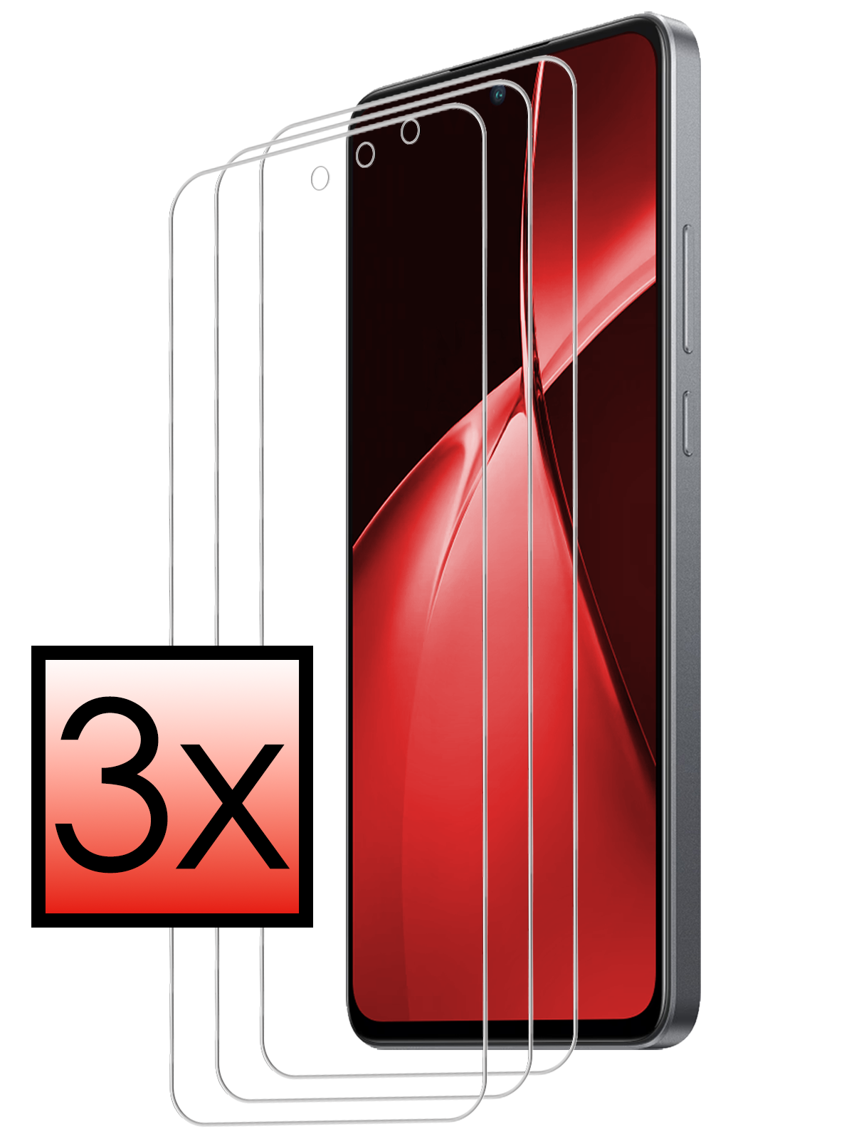 NoXx Screenprotector Geschikt voor OnePlus Nord CE4 Lite Screenprotector Glas Gehard Tempered Glass - Screenprotector Geschikt voor OnePlus Nord CE4 Lite Screen Protector Screen Cover - 3 PACK