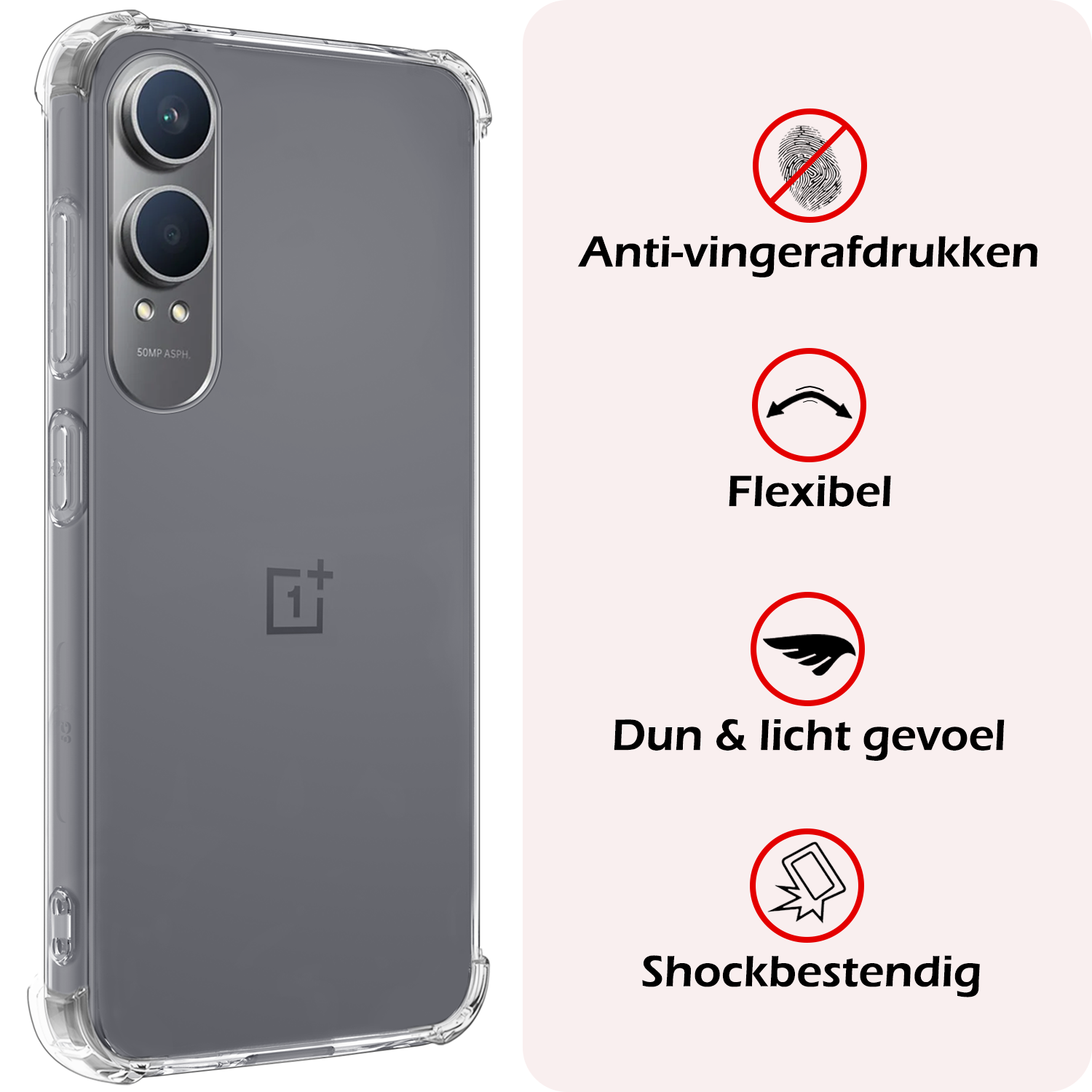 NoXx Hoesje Geschikt voor OnePlus Nord CE4 Lite Hoesje Siliconen Shock Proof Case Hoes - Hoes Geschikt voor OnePlus Nord CE4 Lite Hoes Cover Case Shockproof - Transparant
