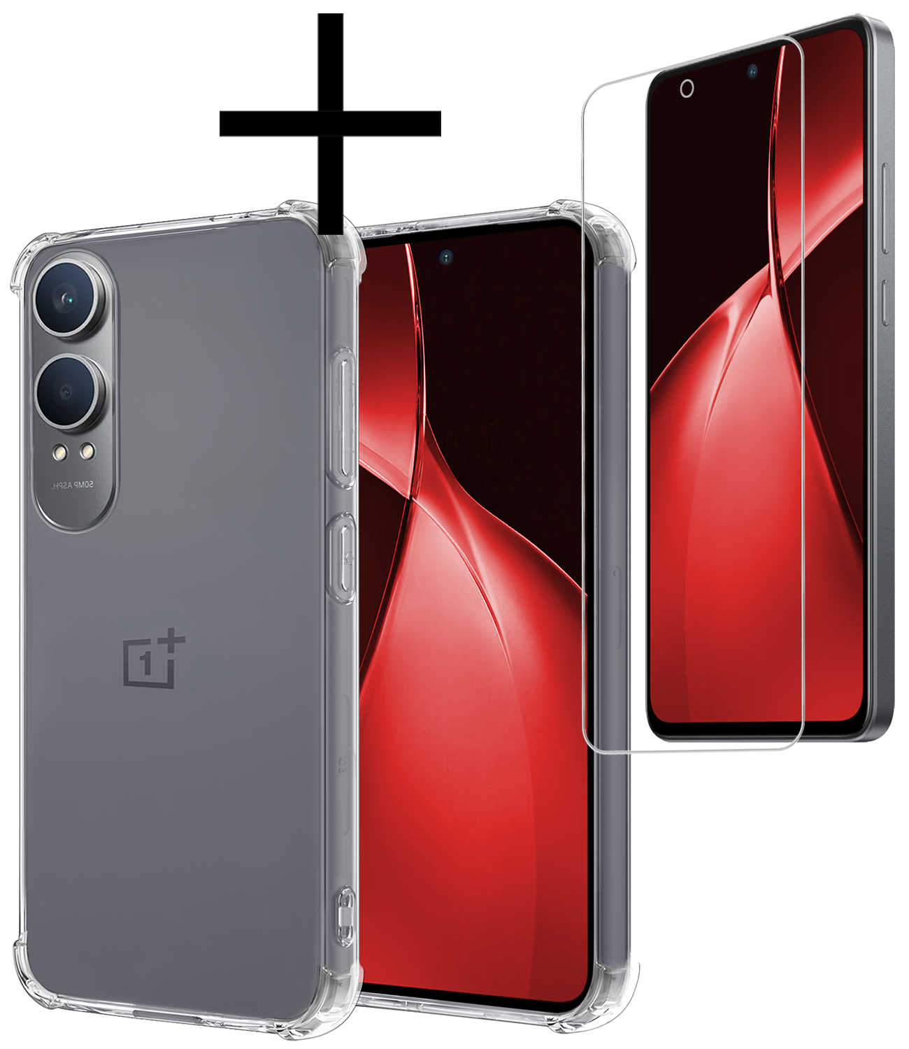 NoXx Hoesje Geschikt voor OnePlus Nord CE4 Lite Hoesje Siliconen Shock Proof Case Hoes Met Screenprotector - Hoes Geschikt voor OnePlus Nord CE4 Lite Hoes Cover Case Shockproof - Transparant