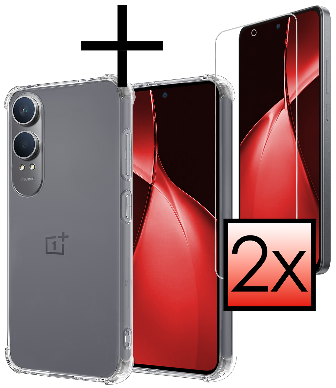 NoXx Hoesje Geschikt voor OnePlus Nord CE4 Lite Hoesje Siliconen Shock Proof Case Hoes Met 2x Screenprotector - Hoes Geschikt voor OnePlus Nord CE4 Lite Hoes Cover Case Shockproof - Transparant