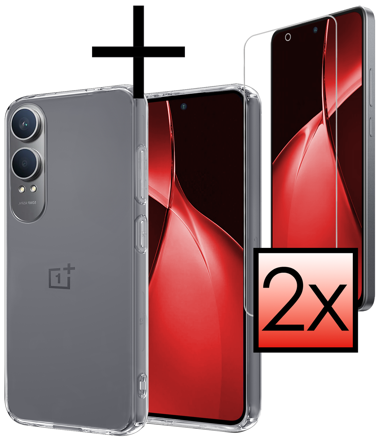 NoXx Hoesje Geschikt voor OnePlus Nord CE4 Lite Hoesje Siliconen Case Hoes Met 2x Screenprotector - Hoes Geschikt voor OnePlus Nord CE4 Lite Hoes Cover Case - Transparant
