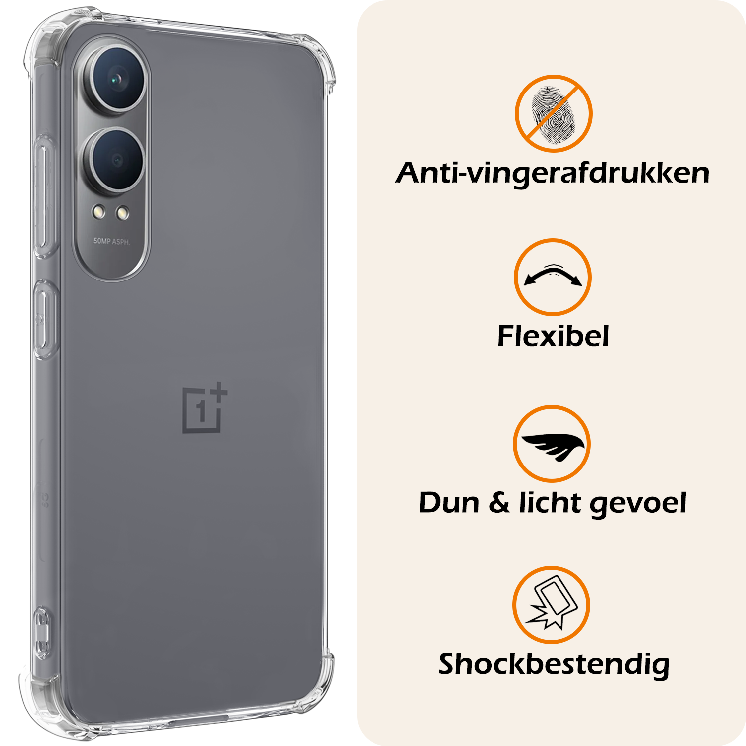 Nomfy Hoesje Geschikt voor OnePlus Nord CE4 Lite Hoesje Siliconen Shock Proof Case Hoes - Hoes Geschikt voor OnePlus Nord CE4 Lite Hoes Cover Case Shockproof - Transparant - 2 PACK