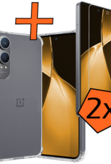 Nomfy Hoesje Geschikt voor OnePlus Nord CE4 Lite Hoesje Siliconen Shock Proof Case Hoes Met 2x Screenprotector - Hoes Geschikt voor OnePlus Nord CE4 Lite Hoes Cover Case Shockproof - Transparant