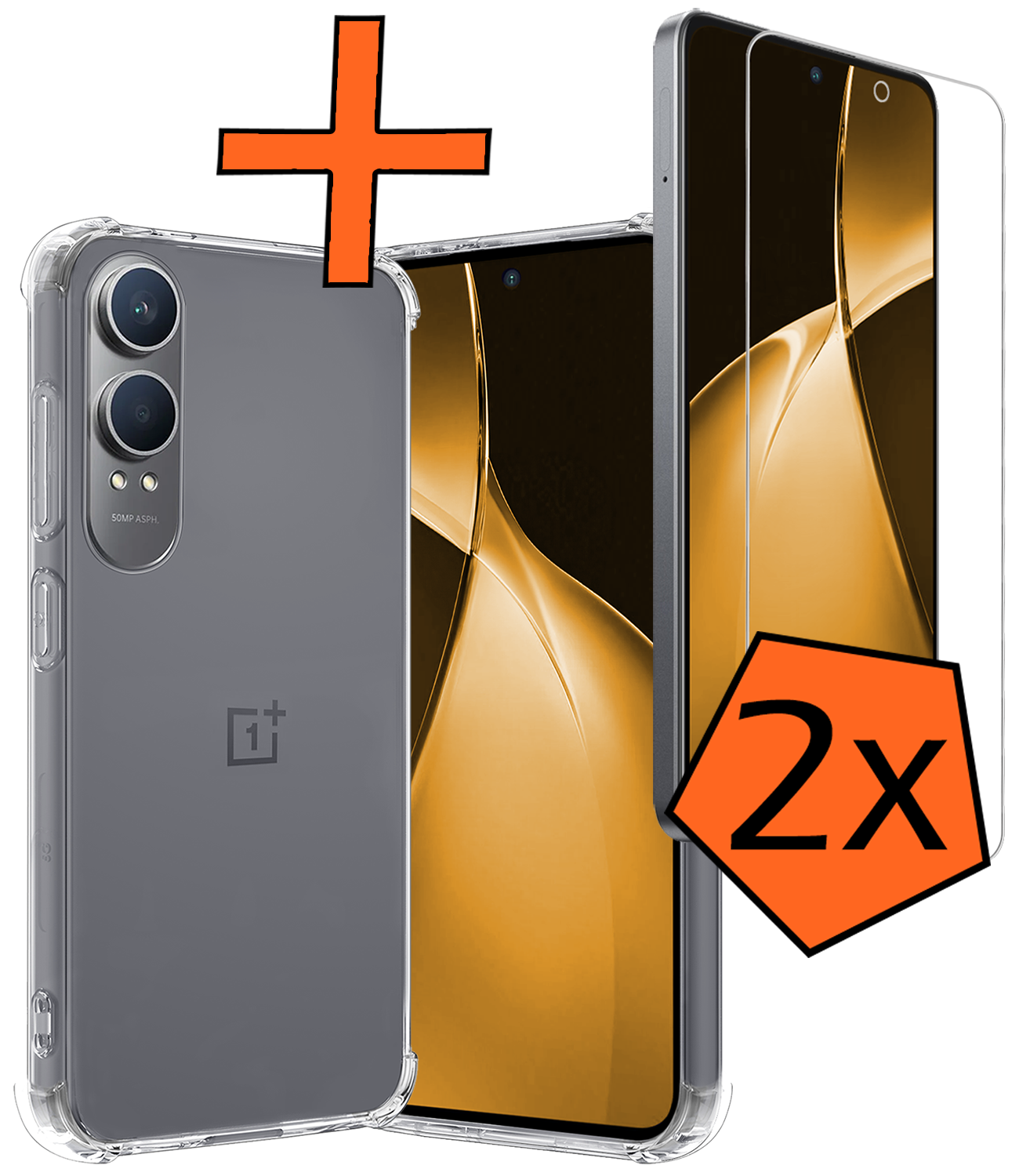 Nomfy Hoesje Geschikt voor OnePlus Nord CE4 Lite Hoesje Siliconen Shock Proof Case Hoes Met 2x Screenprotector - Hoes Geschikt voor OnePlus Nord CE4 Lite Hoes Cover Case Shockproof - Transparant