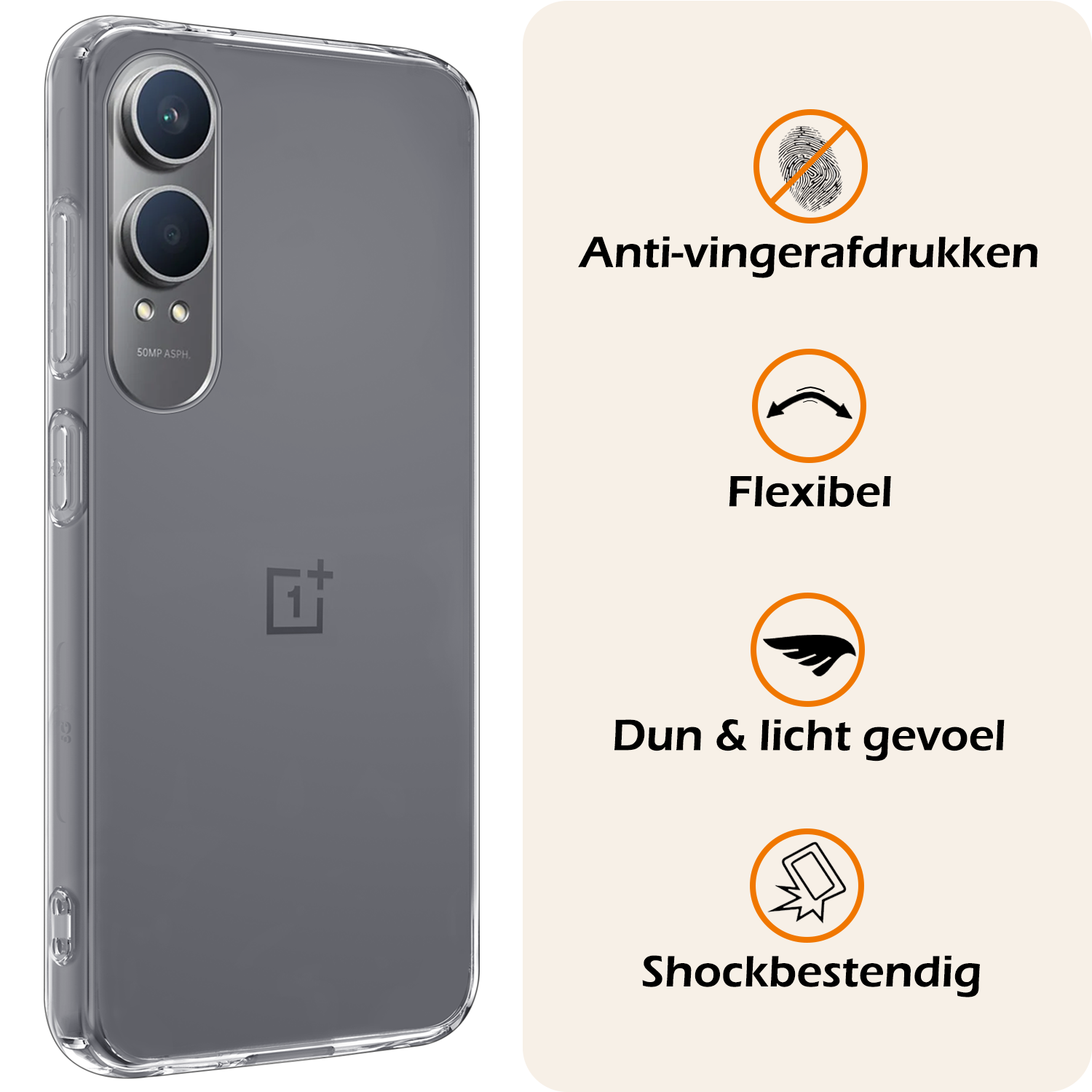 Nomfy Hoesje Geschikt voor OnePlus Nord CE4 Lite Hoesje Siliconen Case Hoes - Hoes Geschikt voor OnePlus Nord CE4 Lite Hoes Cover Case - Transparant - 2 PACK