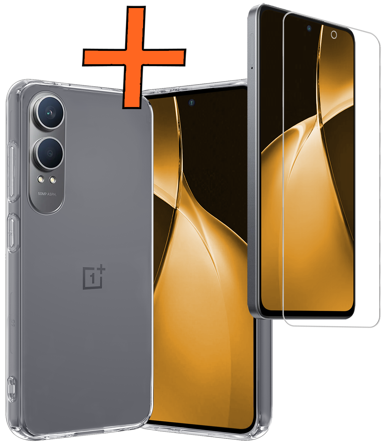 Nomfy Hoesje Geschikt voor OnePlus Nord CE4 Lite Hoesje Siliconen Case Hoes Met Screenprotector - Hoes Geschikt voor OnePlus Nord CE4 Lite Hoes Cover Case - Transparant