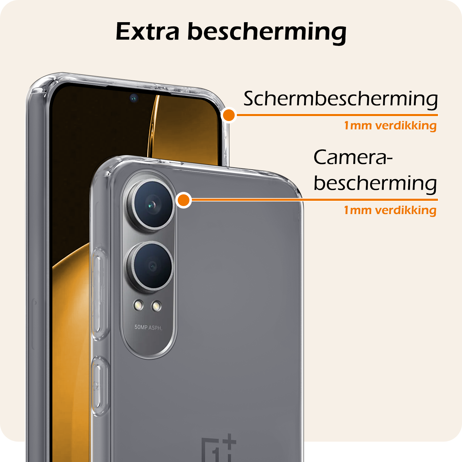 Nomfy Hoesje Geschikt voor OnePlus Nord CE4 Lite Hoesje Siliconen Case Hoes Met Screenprotector - Hoes Geschikt voor OnePlus Nord CE4 Lite Hoes Cover Case - Transparant