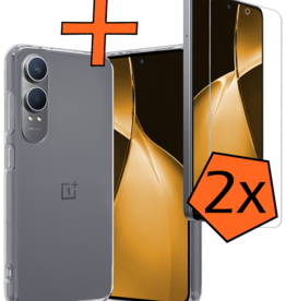 Nomfy Nomfy OnePlus Nord CE4 Lite Hoesje Siliconen Met 2x Screenprotector - Transparant