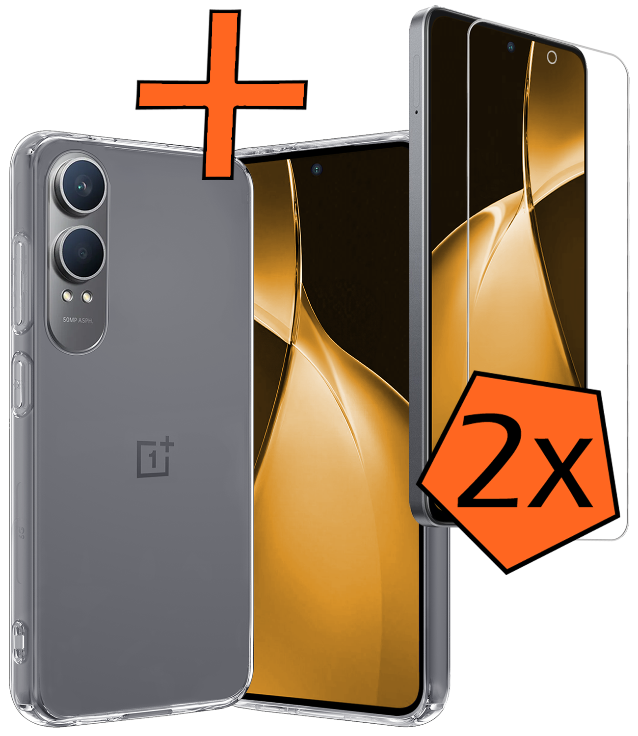 Nomfy Hoesje Geschikt voor OnePlus Nord CE4 Lite Hoesje Siliconen Case Hoes Met 2x Screenprotector - Hoes Geschikt voor OnePlus Nord CE4 Lite Hoes Cover Case - Transparant