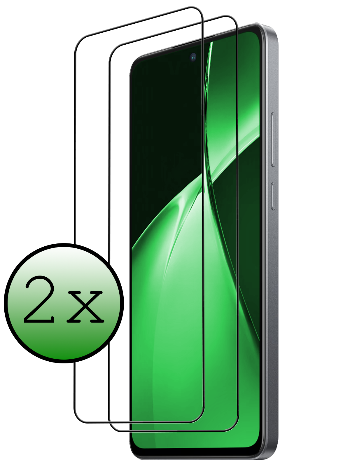 BASEY. Screenprotector Geschikt voor OnePlus Nord CE4 Lite Screenprotector Glas Gehard Tempered Glass Full Cover - Screenprotector Geschikt voor OnePlus Nord CE4 Lite Screen Protector Screen Cover - 2 PACK