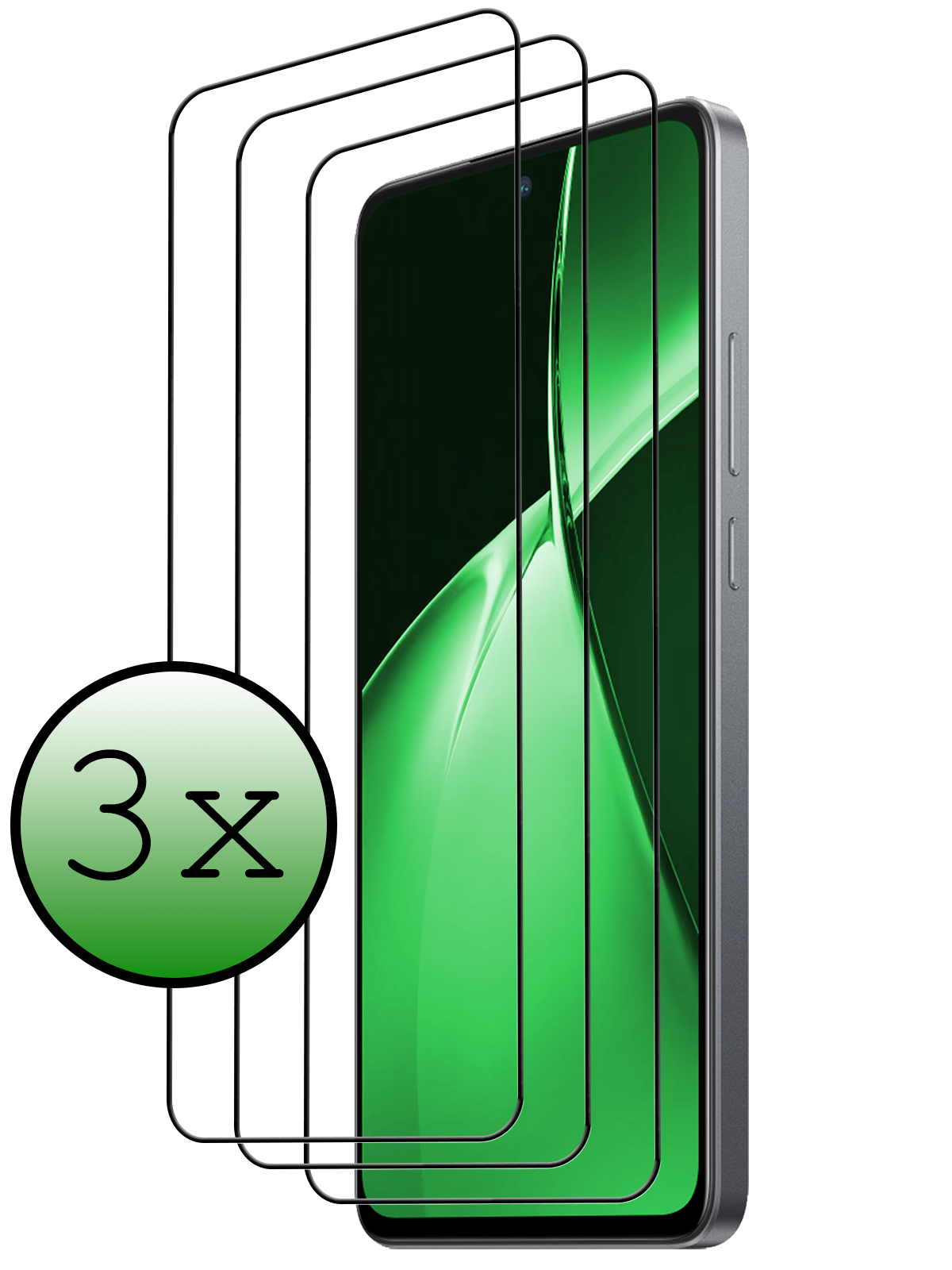BASEY. Screenprotector Geschikt voor OnePlus Nord CE4 Lite Screenprotector Glas Gehard Tempered Glass Full Cover - Screenprotector Geschikt voor OnePlus Nord CE4 Lite Screen Protector Screen Cover - 3 PACK