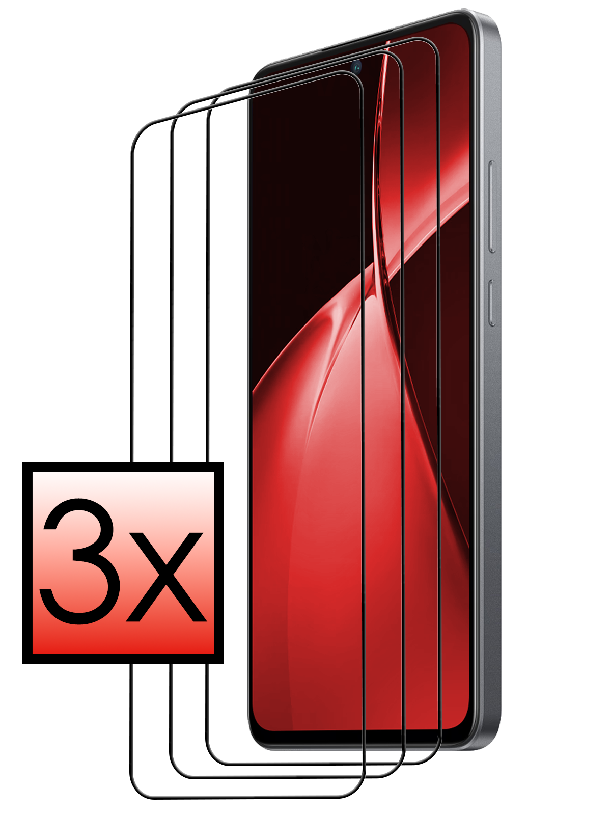 NoXx Screenprotector Geschikt voor OnePlus Nord CE4 Lite Screenprotector Glas Gehard Tempered Glass Full Cover - Screenprotector Geschikt voor OnePlus Nord CE4 Lite Screen Protector Screen Cover - 3 PACK