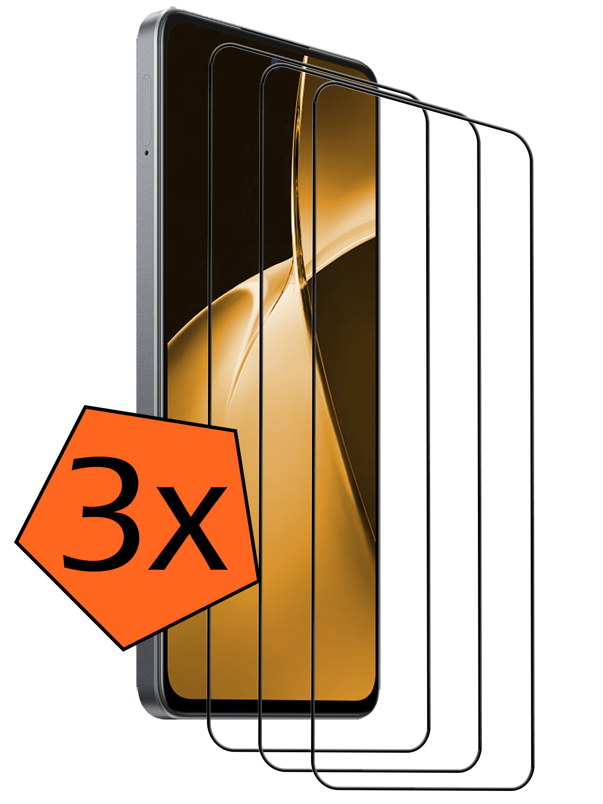 Nomfy Screenprotector Geschikt voor OnePlus Nord CE4 Lite Screenprotector Glas Gehard Tempered Glass Full Cover - Screenprotector Geschikt voor OnePlus Nord CE4 Lite Screen Protector Screen Cover - 3 PACK