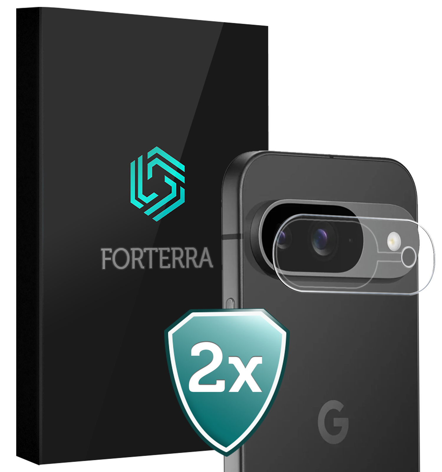 Forterra Screenprotector Geschikt voor Google Pixel 9 Camera Lens Screenprotector Glas - Screenprotector Geschikt voor Google Pixel 9 Screenprotector Camera Protector Gehard Glas - 2 PACK