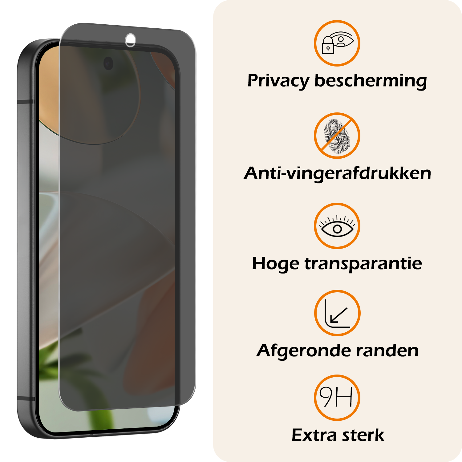 Nomfy Screenprotector Geschikt voor Google Pixel 9 Pro Screenprotector Privacy Glas Gehard Full Cover - Screenprotector Geschikt voor Google Pixel 9 Pro Screenprotector Privacy Tempered Glass - 2 PACK