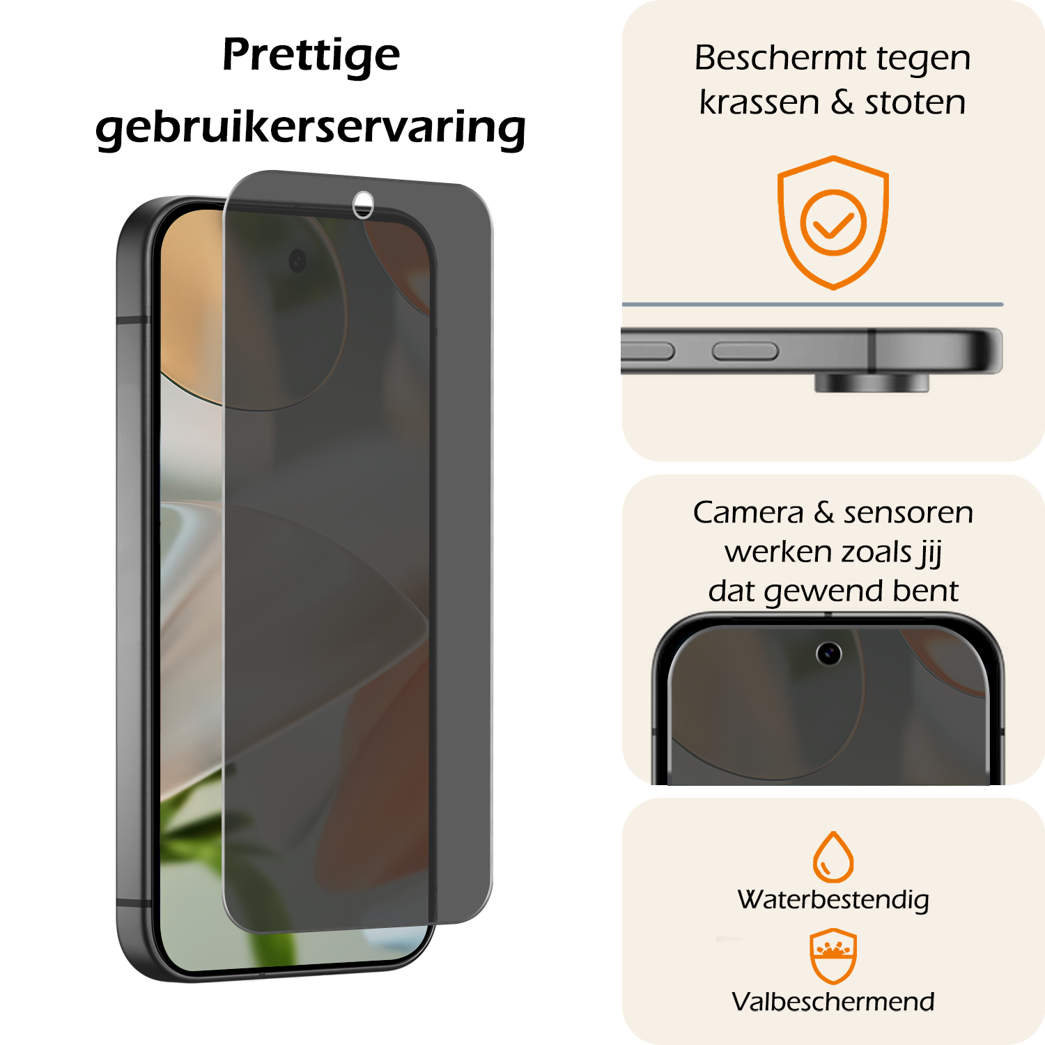 Nomfy Screenprotector Geschikt voor Google Pixel 9 Pro Screenprotector Privacy Glas Gehard Full Cover - Screenprotector Geschikt voor Google Pixel 9 Pro Screenprotector Privacy Tempered Glass - 2 PACK