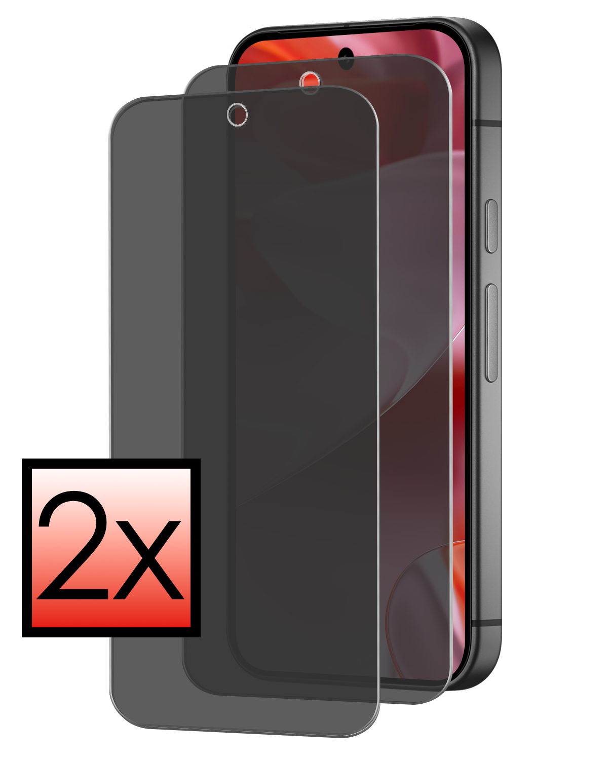 NoXx Screenprotector Geschikt voor Google Pixel 9 Pro XL Screenprotector Privacy Glas Gehard Full Cover - Screenprotector Geschikt voor Google Pixel 9 Pro XL Screenprotector Privacy Tempered Glass - 2 PACK