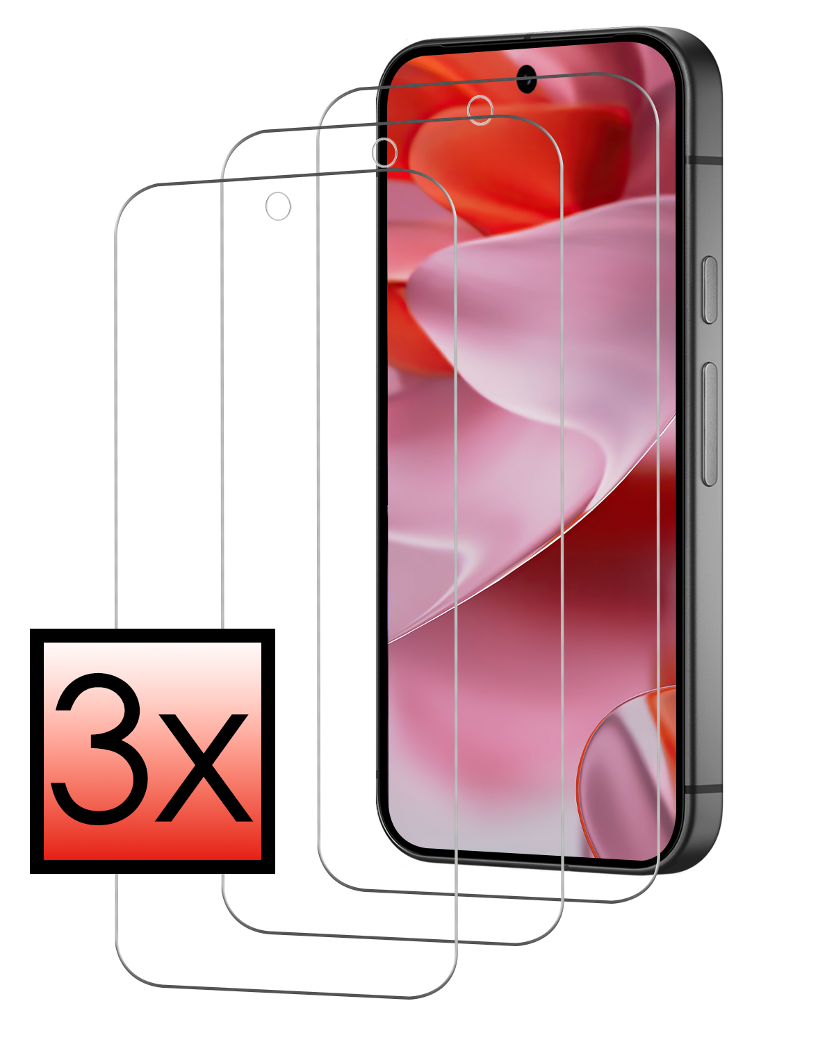 NoXx Screenprotector Geschikt voor Google Pixel 9 Pro Screenprotector Glas Gehard Tempered Glass - Screenprotector Geschikt voor Google Pixel 9 Pro Screen Protector Screen Cover - 3 PACK