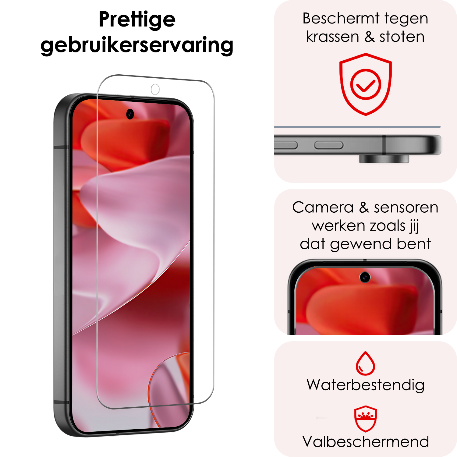 NoXx Screenprotector Geschikt voor Google Pixel 9 Pro Screenprotector Glas Gehard Tempered Glass - Screenprotector Geschikt voor Google Pixel 9 Pro Screen Protector Screen Cover - 3 PACK