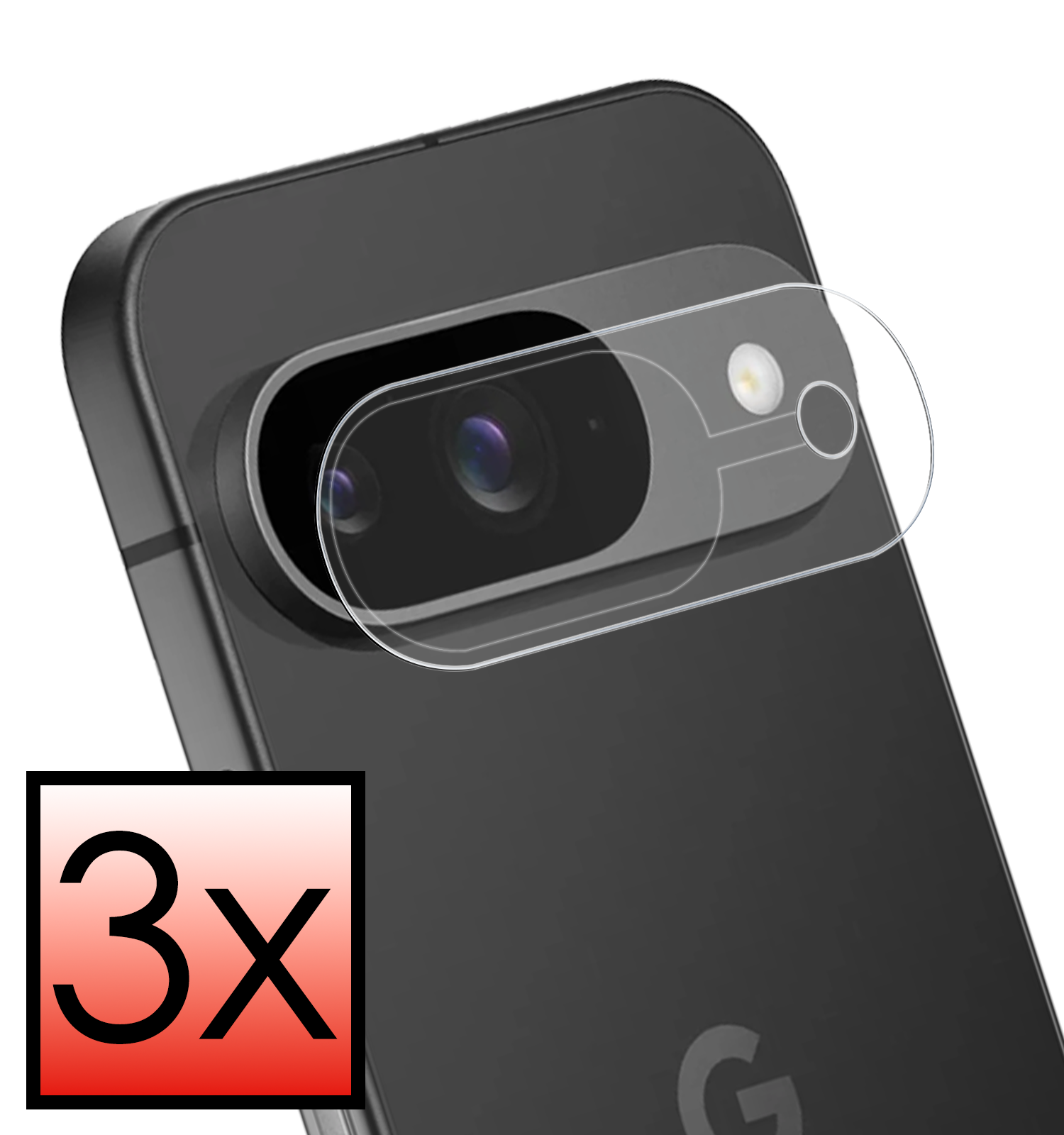 NoXx Screenprotector Geschikt voor Google Pixel 9 Camera Lens Screenprotector Glas - Screenprotector Geschikt voor Google Pixel 9 Screenprotector Camera Protector Gehard Glas - 3 PACK