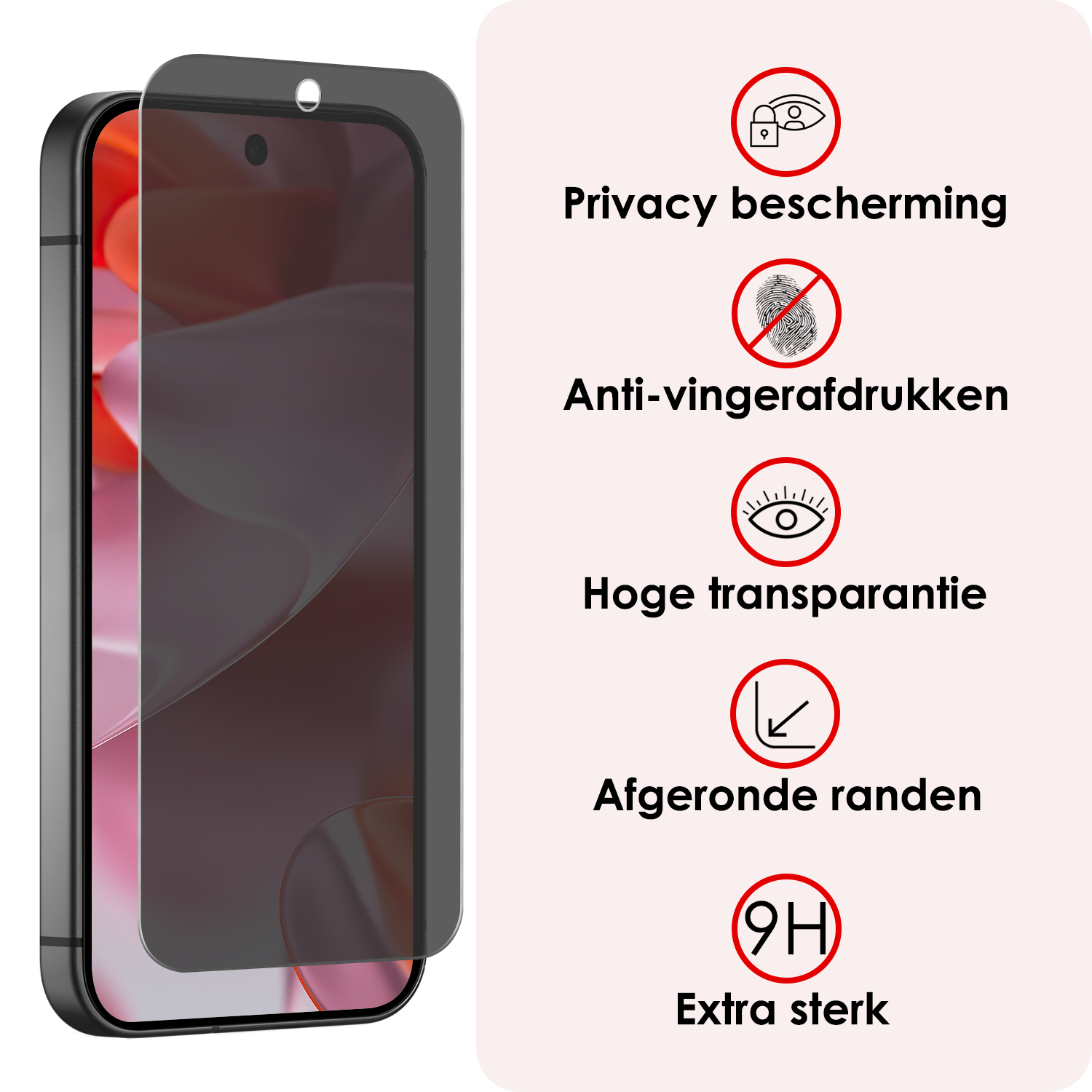 NoXx Screenprotector Geschikt voor Google Pixel 9 Screenprotector Privacy Glas Gehard Full Cover - Screenprotector Geschikt voor Google Pixel 9 Screenprotector Privacy Tempered Glass