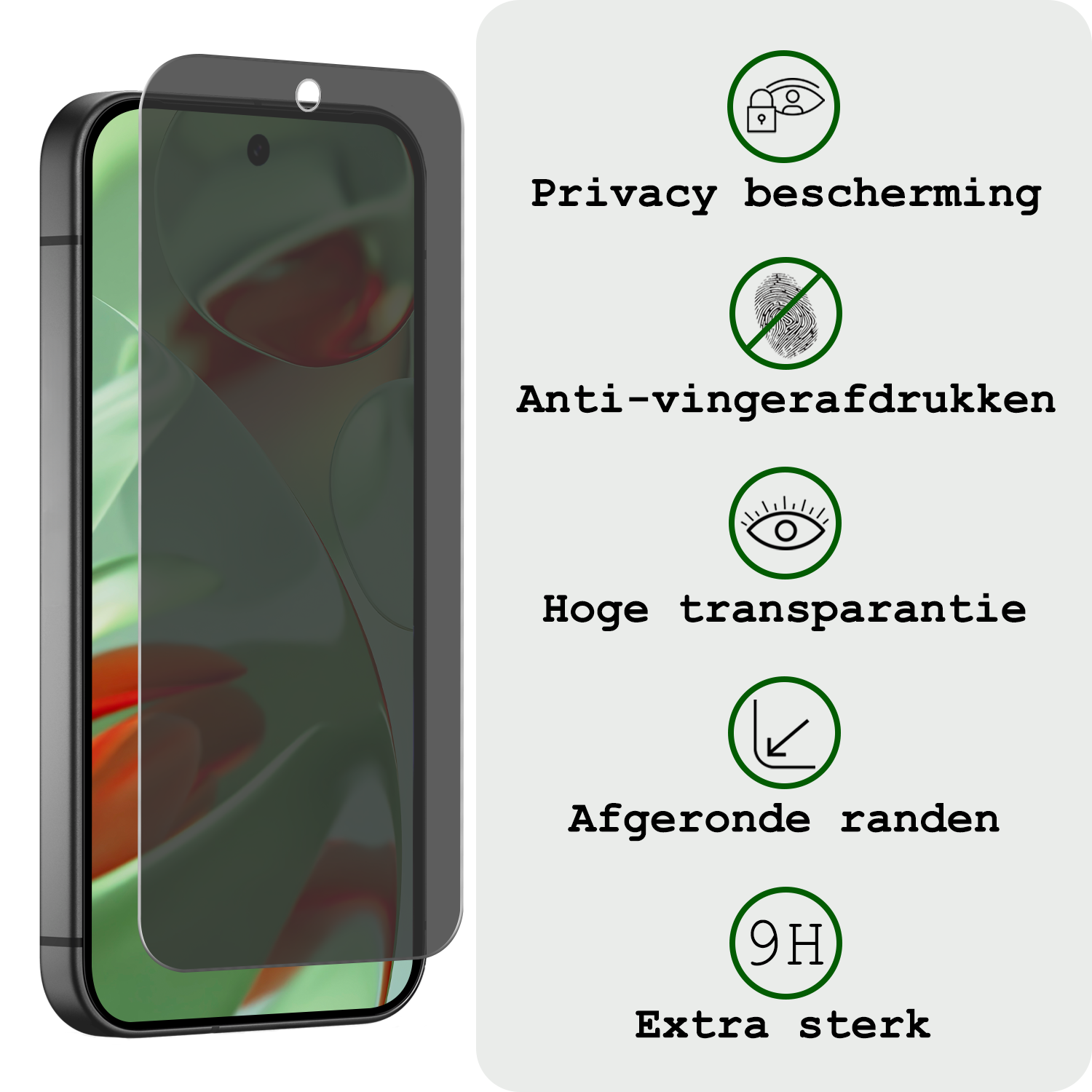BASEY. Screenprotector Geschikt voor Google Pixel 9 Pro Screenprotector Privacy Glas Gehard Full Cover - Screenprotector Geschikt voor Google Pixel 9 Pro Screenprotector Privacy Tempered Glass