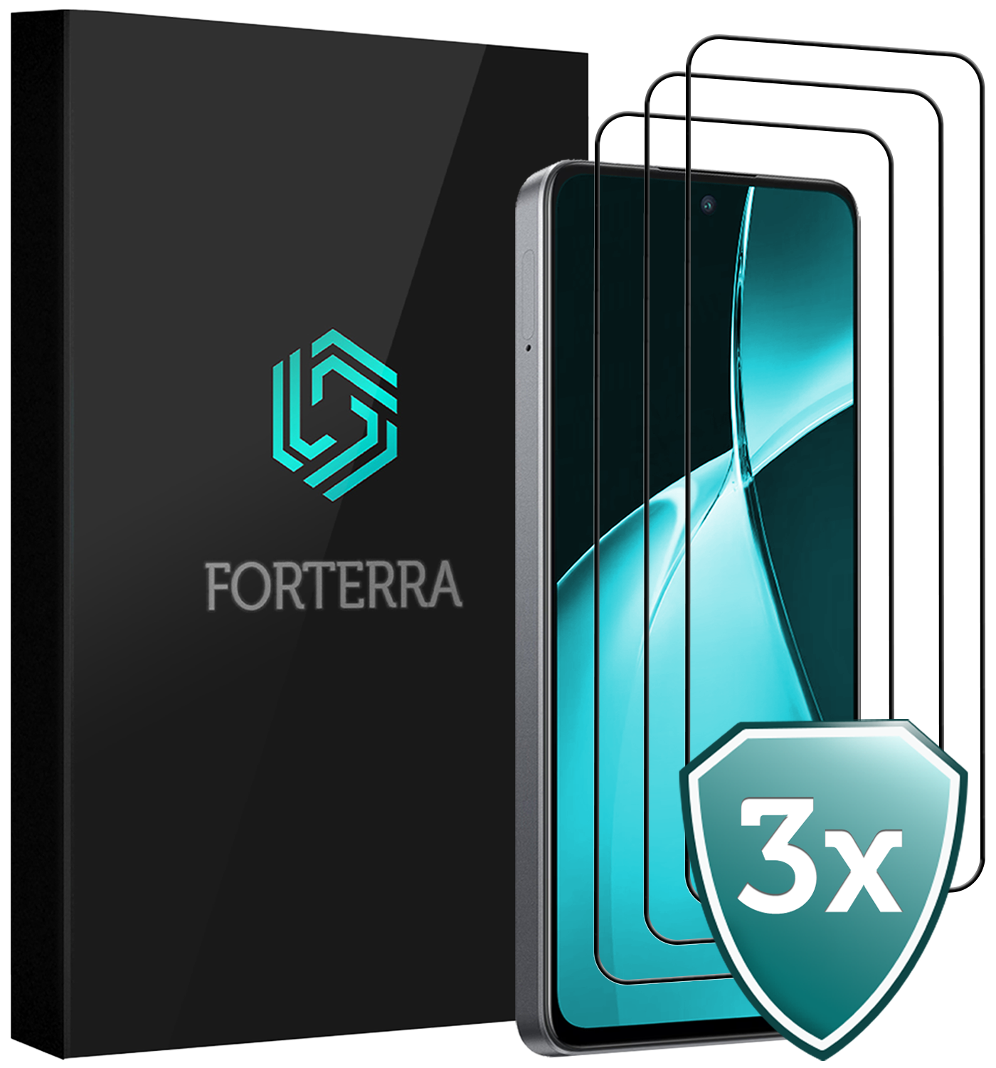 Forterra Screenprotector Geschikt voor OnePlus Nord CE4 Lite Screenprotector Glas Gehard Tempered Glass Full Cover - Screenprotector Geschikt voor OnePlus Nord CE4 Lite Screen Protector Screen Cover - 3 PACK