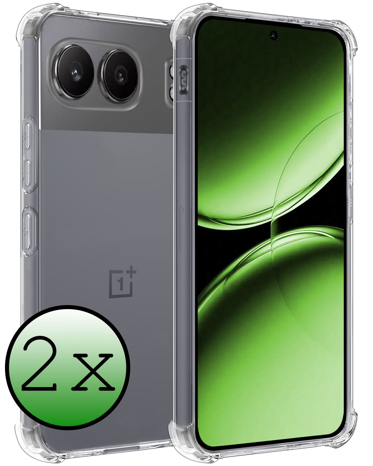 BASEY. Hoesje Geschikt voor OnePlus Nord 4 Hoesje Siliconen Shock Proof Case Hoes - Hoes Geschikt voor OnePlus Nord 4 Hoes Cover Case Shockproof - Transparant - 2 PACK