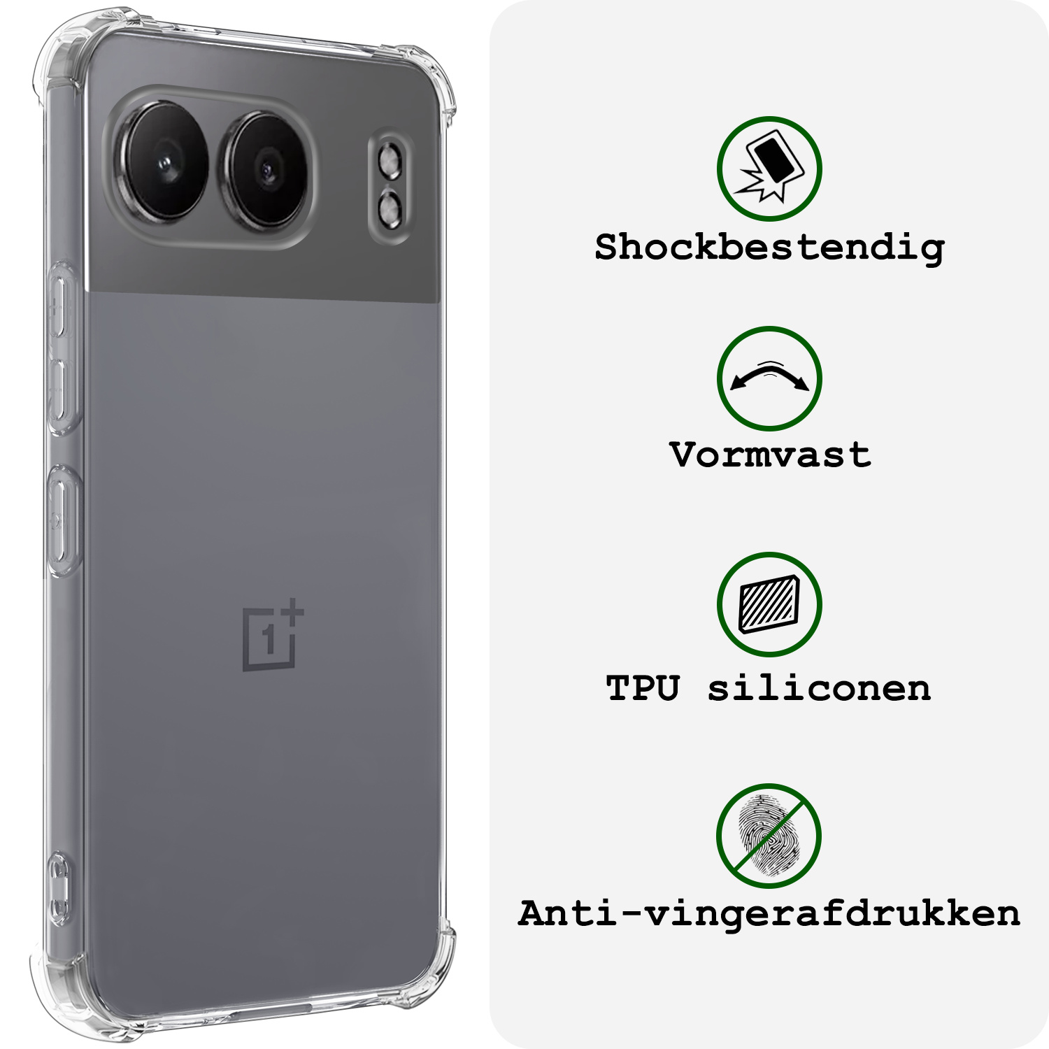 BASEY. Hoesje Geschikt voor OnePlus Nord 4 Hoesje Siliconen Shock Proof Case Hoes - Hoes Geschikt voor OnePlus Nord 4 Hoes Cover Case Shockproof - Transparant - 2 PACK