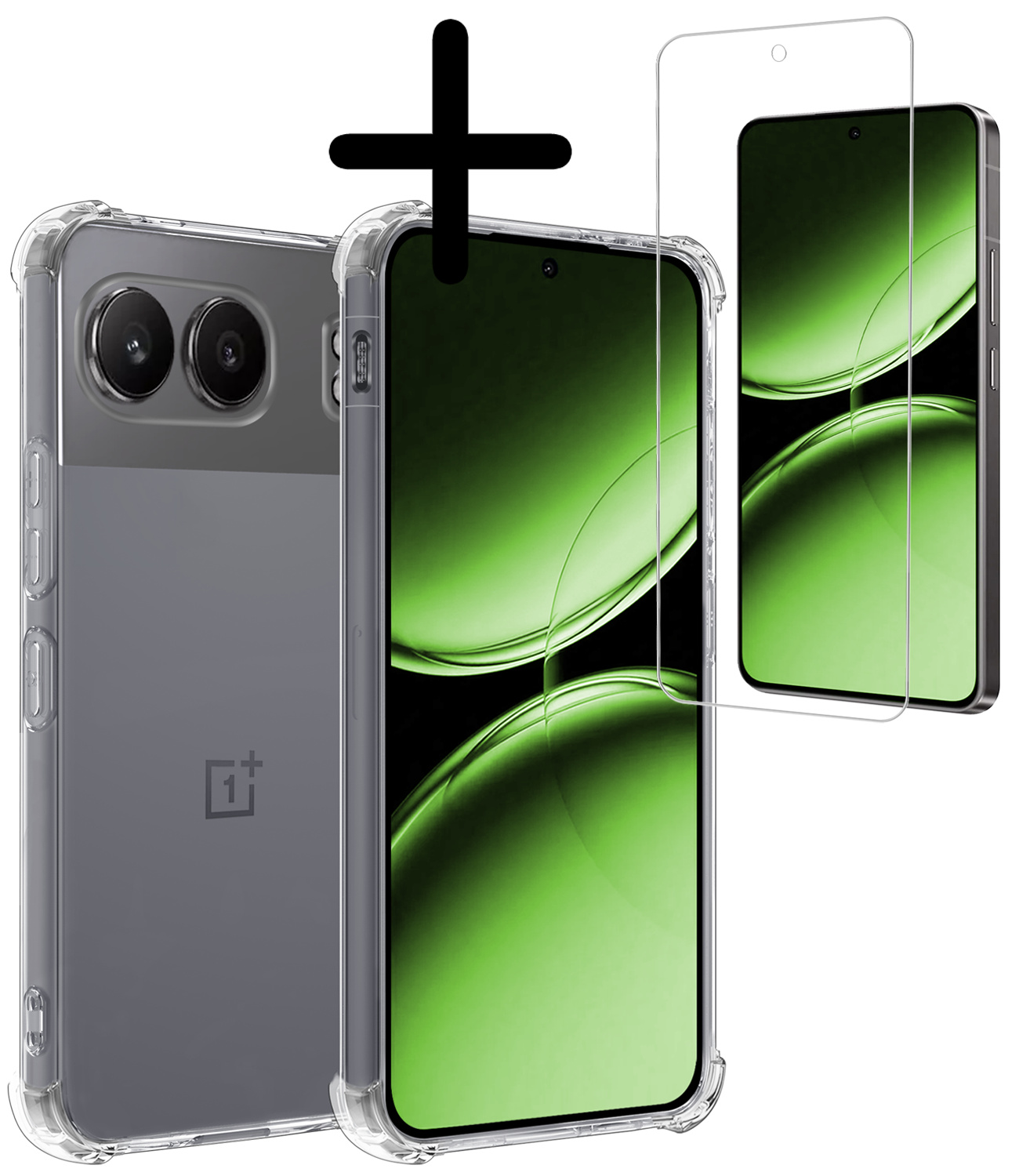 BASEY. Hoesje Geschikt voor OnePlus Nord 4 Hoesje Siliconen Shock Proof Case Hoes Met Screenprotector - Hoes Geschikt voor OnePlus Nord 4 Hoes Cover Case Shockproof - Transparant