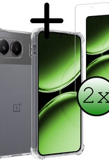 BASEY. Hoesje Geschikt voor OnePlus Nord 4 Hoesje Siliconen Shock Proof Case Hoes Met 2x Screenprotector - Hoes Geschikt voor OnePlus Nord 4 Hoes Cover Case Shockproof - Transparant
