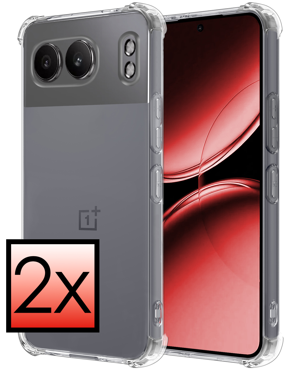 NoXx Hoesje Geschikt voor OnePlus Nord 4 Hoesje Siliconen Shock Proof Case Hoes - Hoes Geschikt voor OnePlus Nord 4 Hoes Cover Case Shockproof - Transparant - 2 PACK