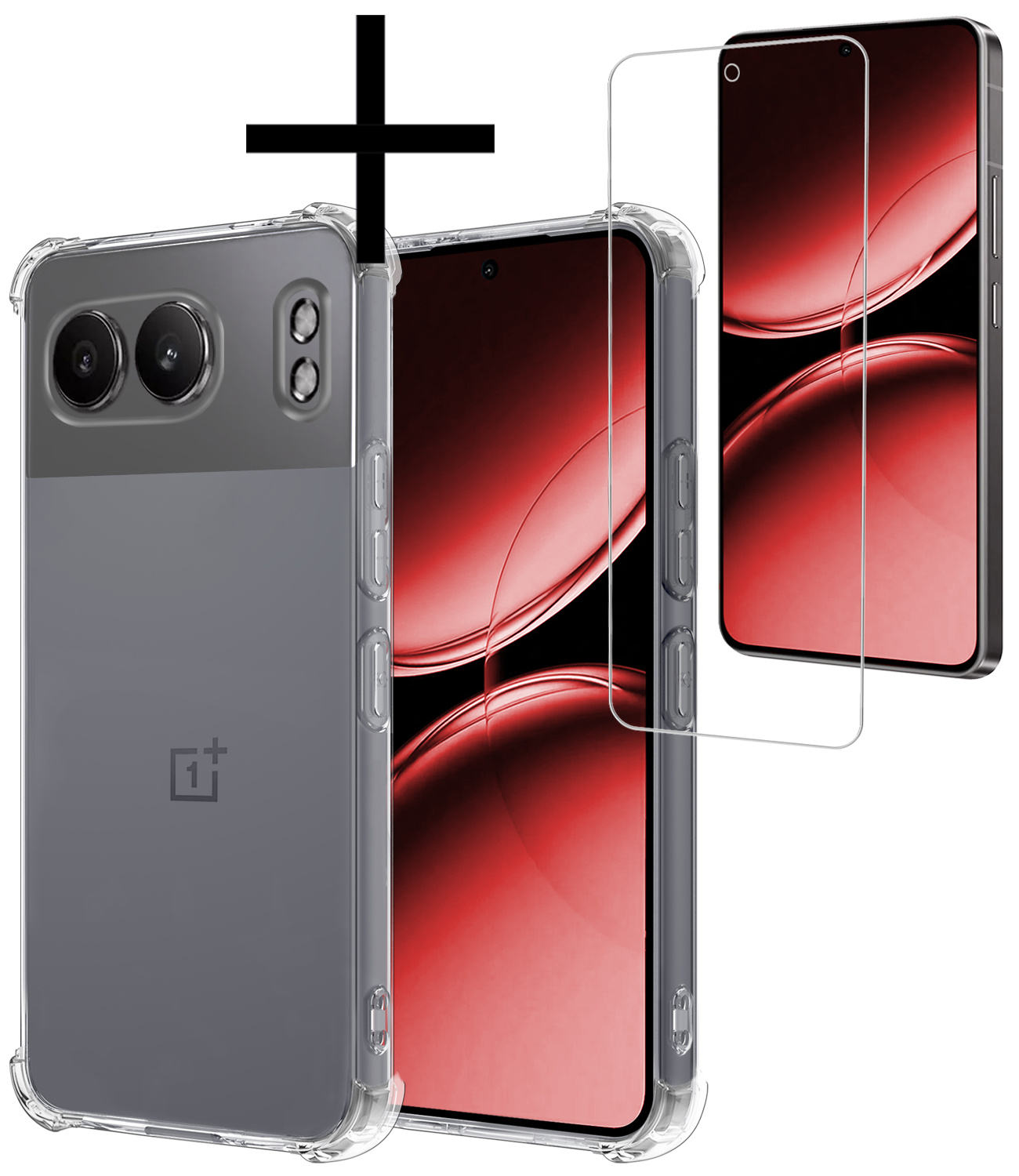 NoXx Hoesje Geschikt voor OnePlus Nord 4 Hoesje Siliconen Shock Proof Case Hoes Met Screenprotector - Hoes Geschikt voor OnePlus Nord 4 Hoes Cover Case Shockproof - Transparant