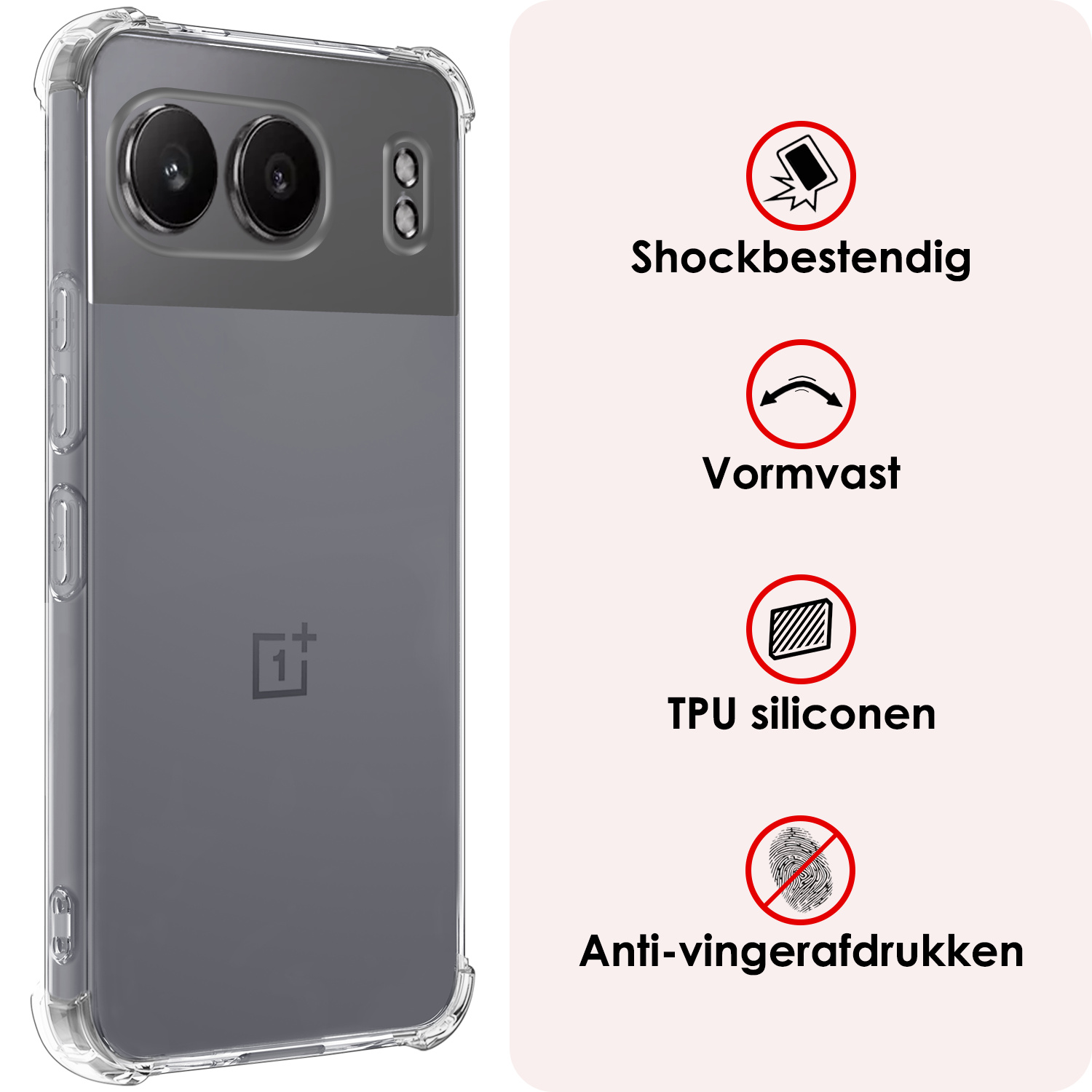 NoXx Hoesje Geschikt voor OnePlus Nord 4 Hoesje Siliconen Shock Proof Case Hoes Met Screenprotector - Hoes Geschikt voor OnePlus Nord 4 Hoes Cover Case Shockproof - Transparant