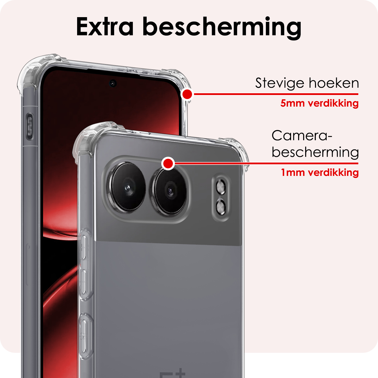 NoXx Hoesje Geschikt voor OnePlus Nord 4 Hoesje Siliconen Shock Proof Case Hoes Met Screenprotector - Hoes Geschikt voor OnePlus Nord 4 Hoes Cover Case Shockproof - Transparant